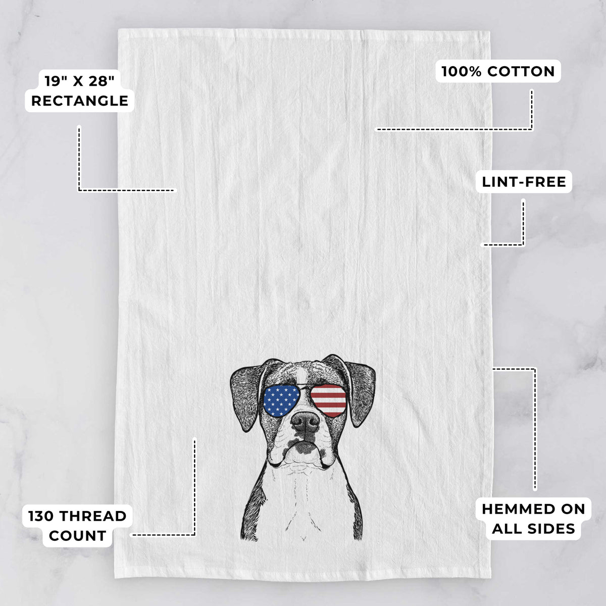 Annie the Boxer Tea Towel