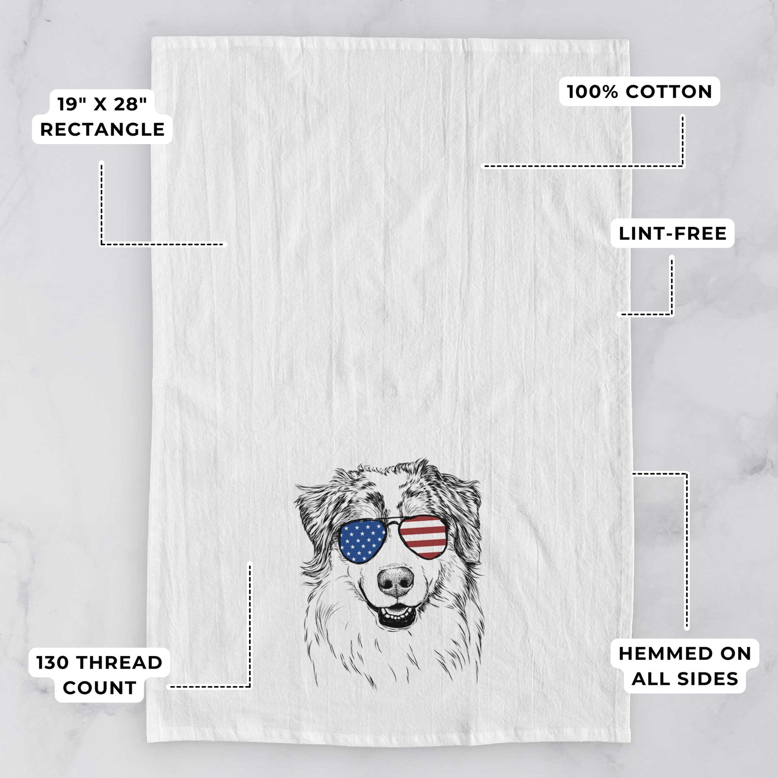 Aonghus the Australian Shepherd Tea Towel