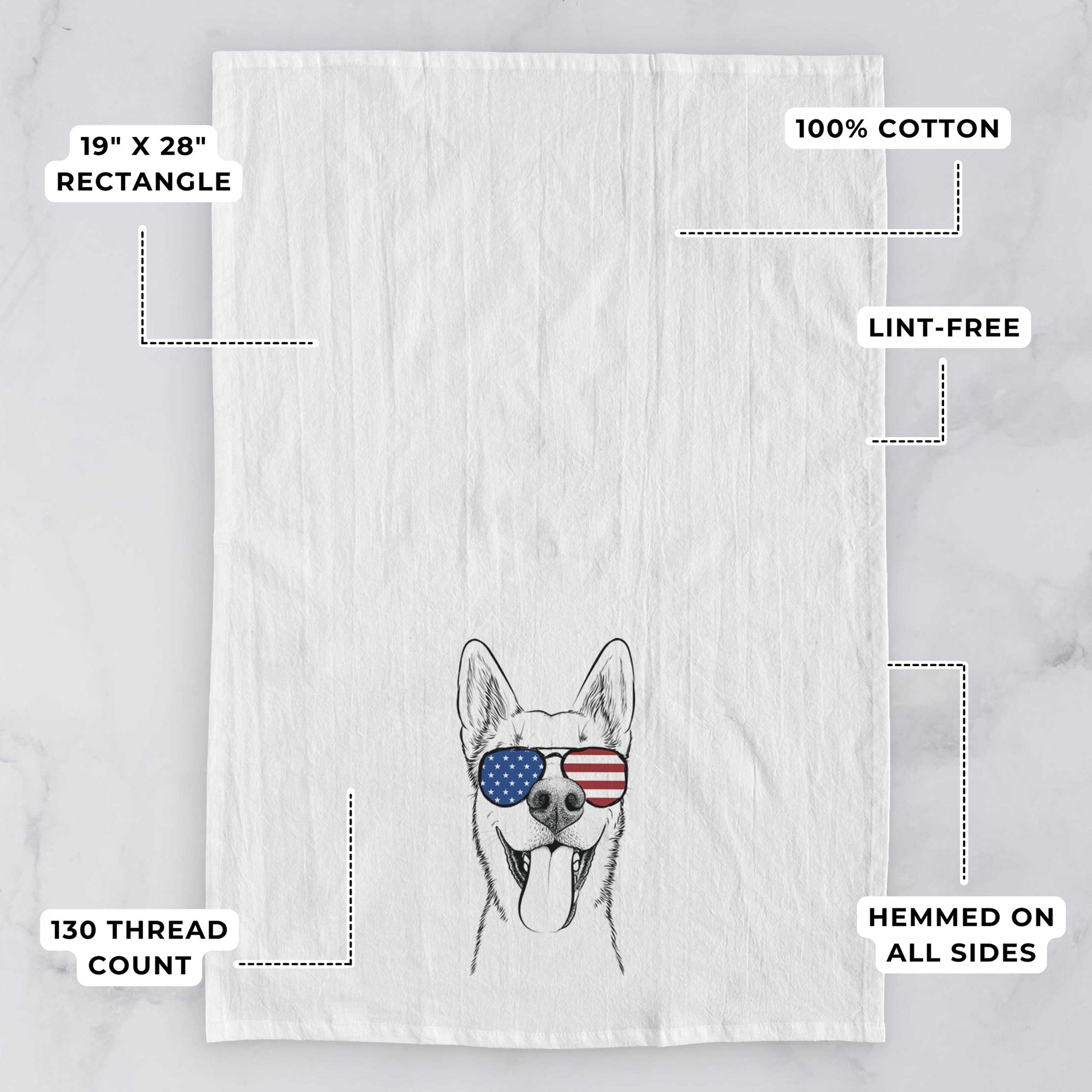 Arlo the Husky Shepherd Mix Tea Towel