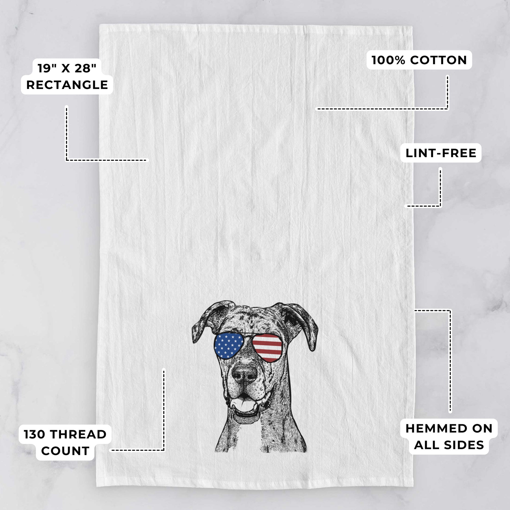 Athena the Merle Great Dane Tea Towel