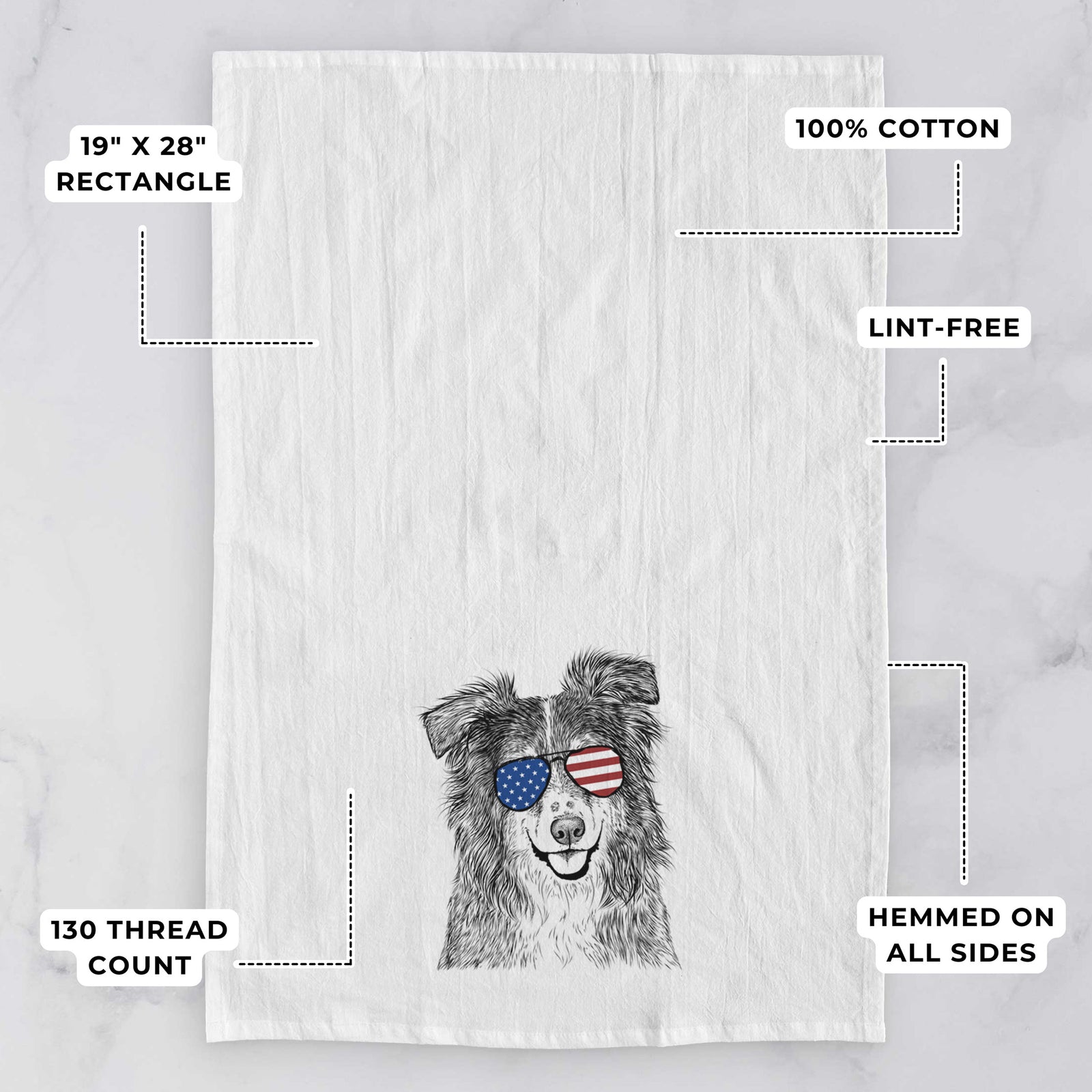 Aushe the Australian Shepherd Tea Towel