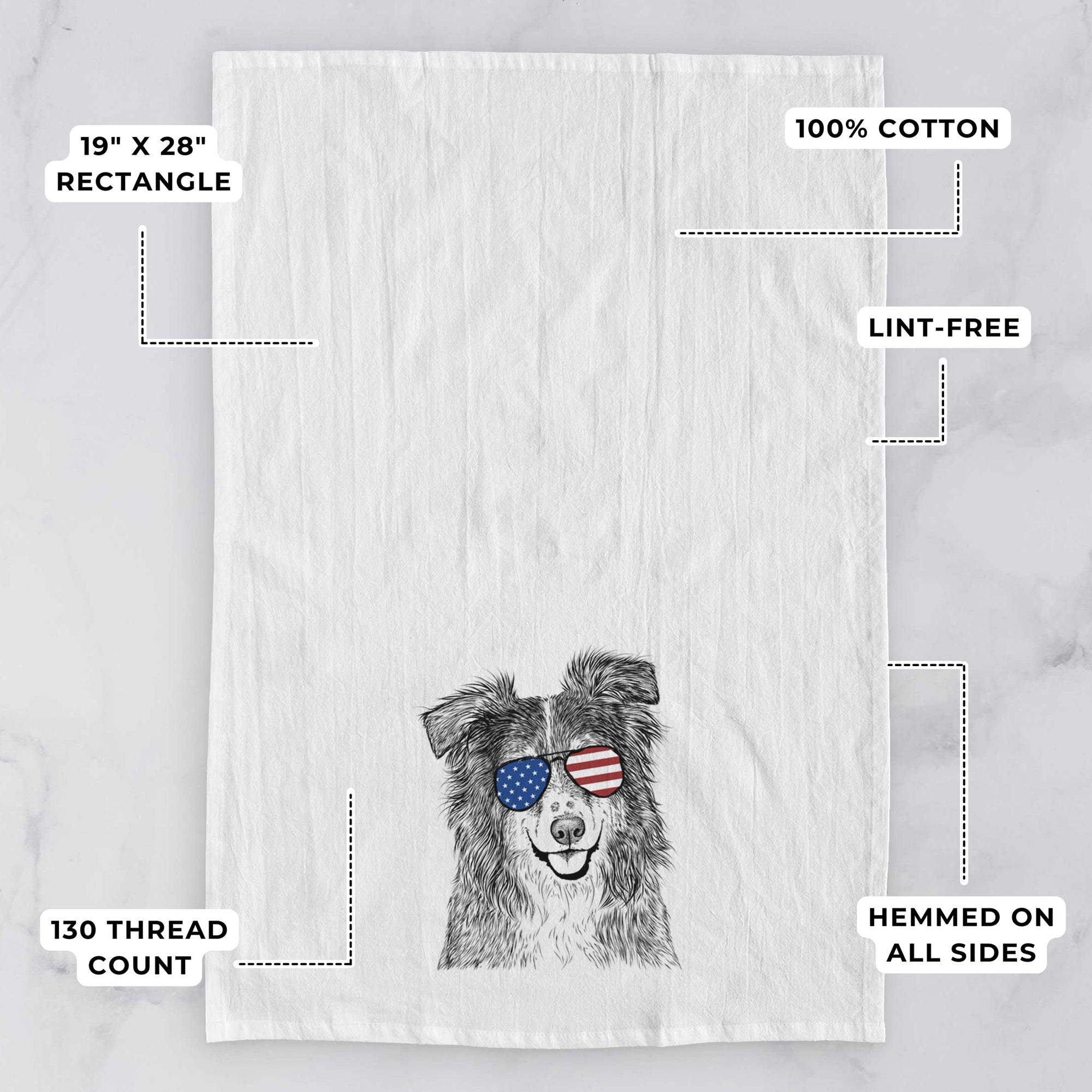 Aushe the Australian Shepherd Tea Towel