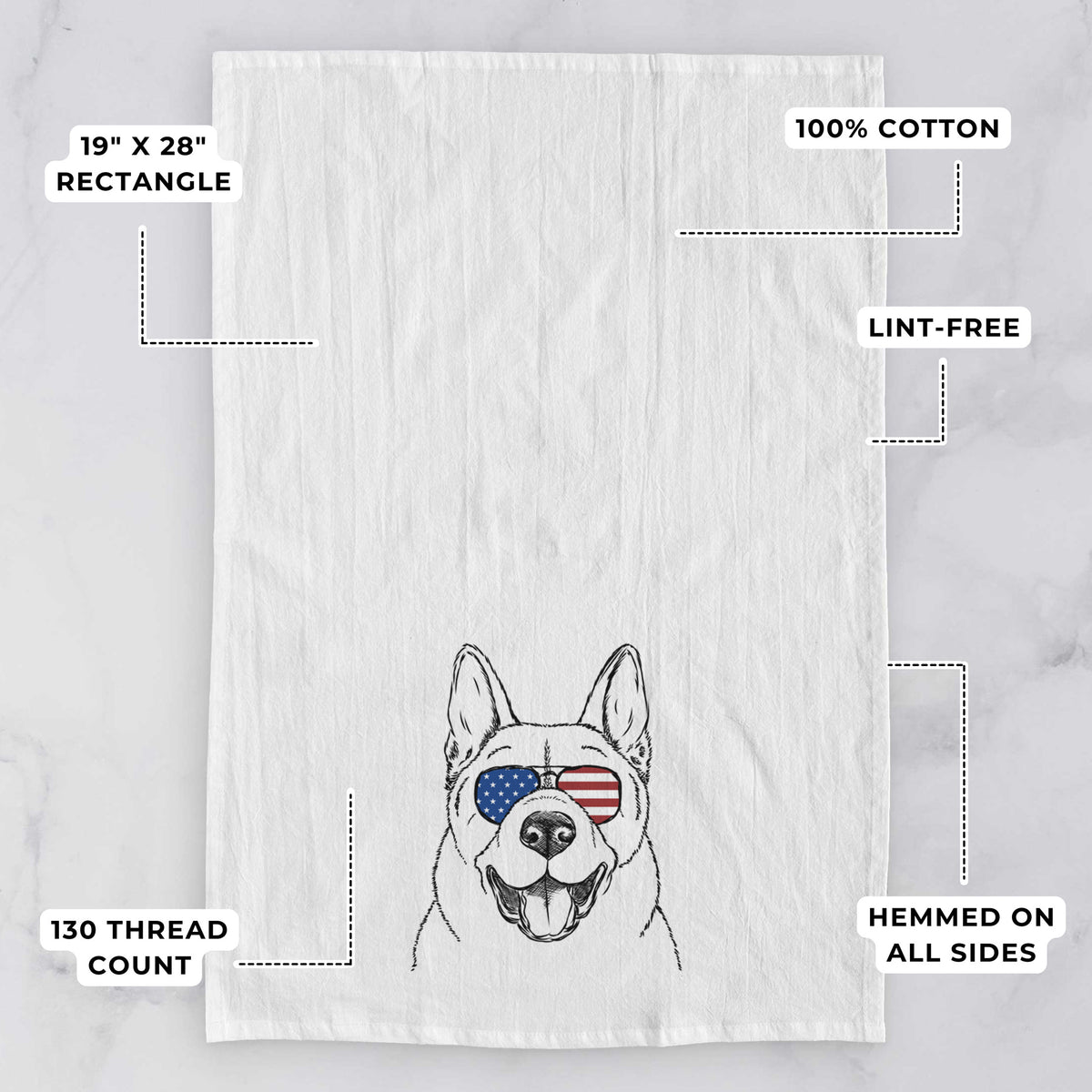 Baku the Akita Tea Towel
