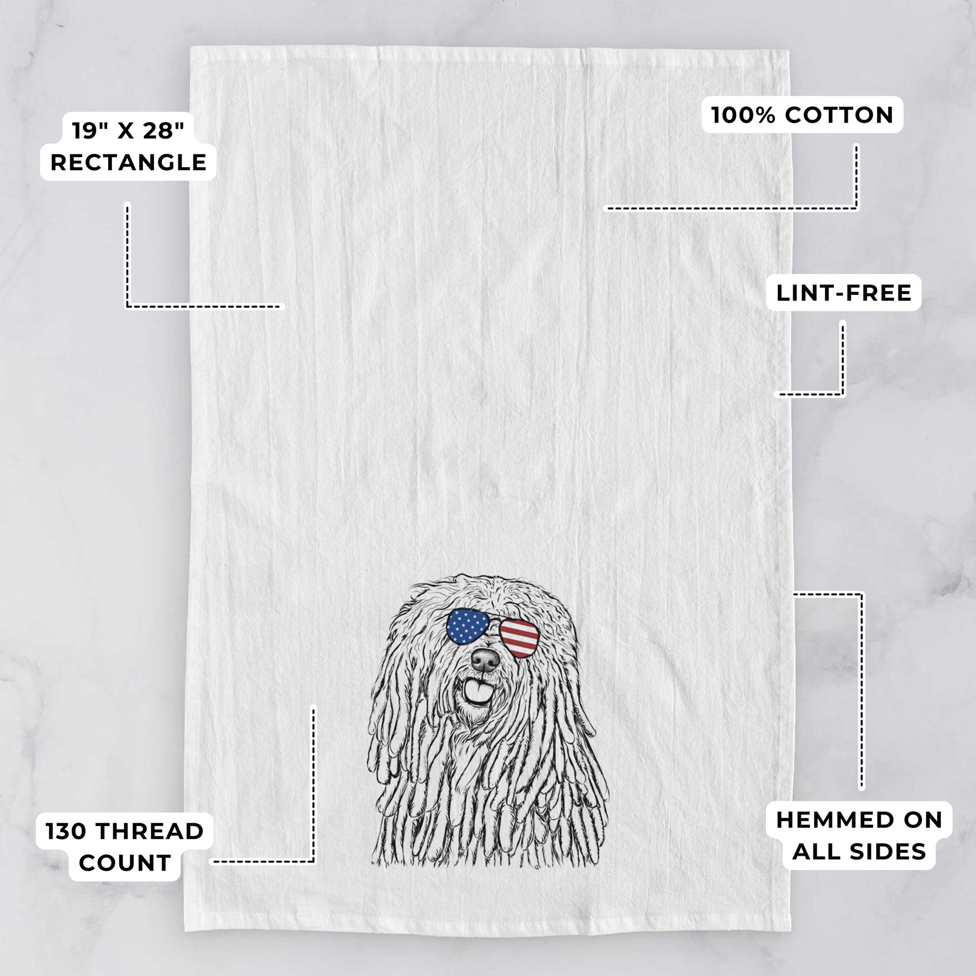 Barry the Komondor Tea Towel