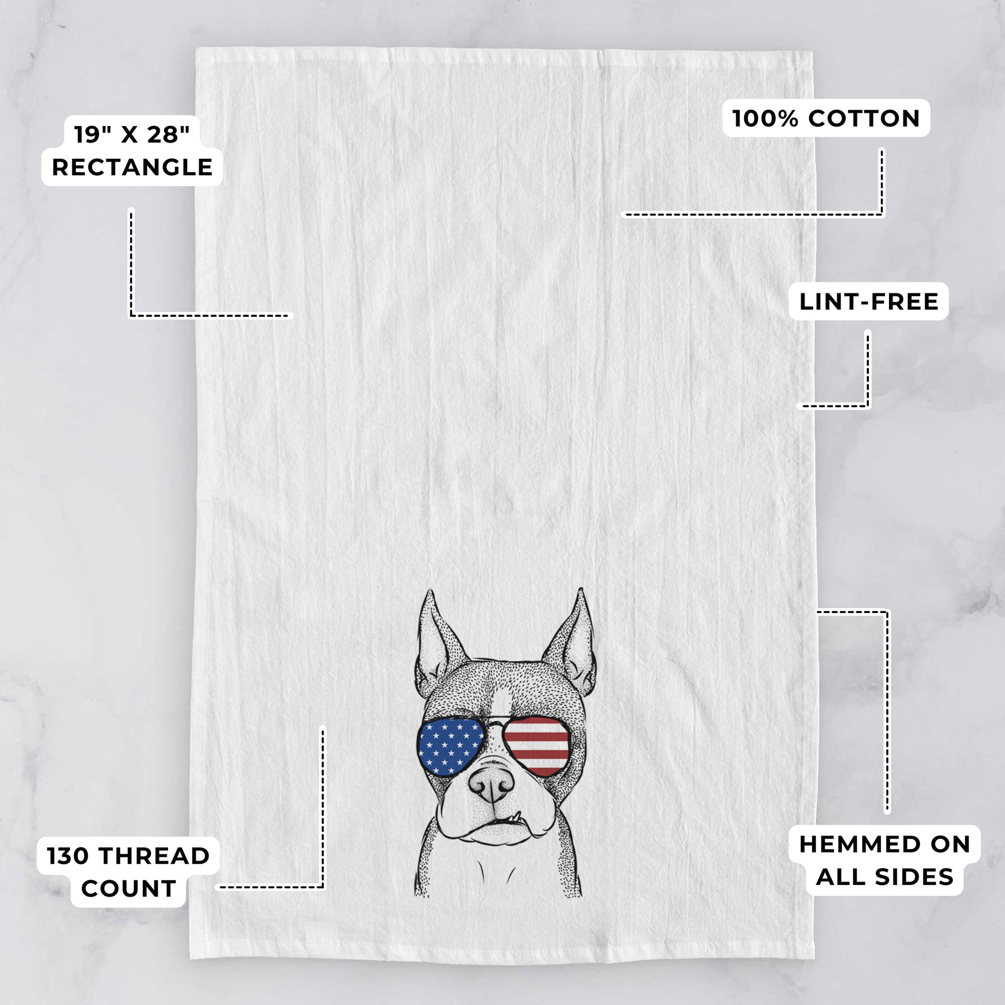 Bean the Boston Terrier Tea Towel