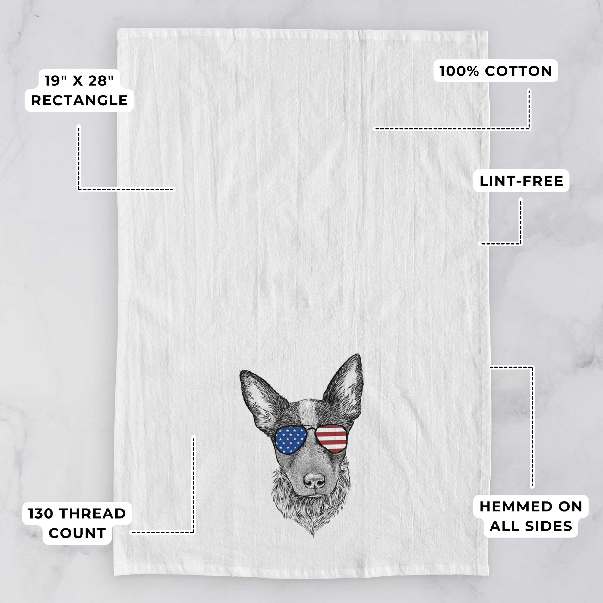 Bella the Blue Heeler Puppy Tea Towel