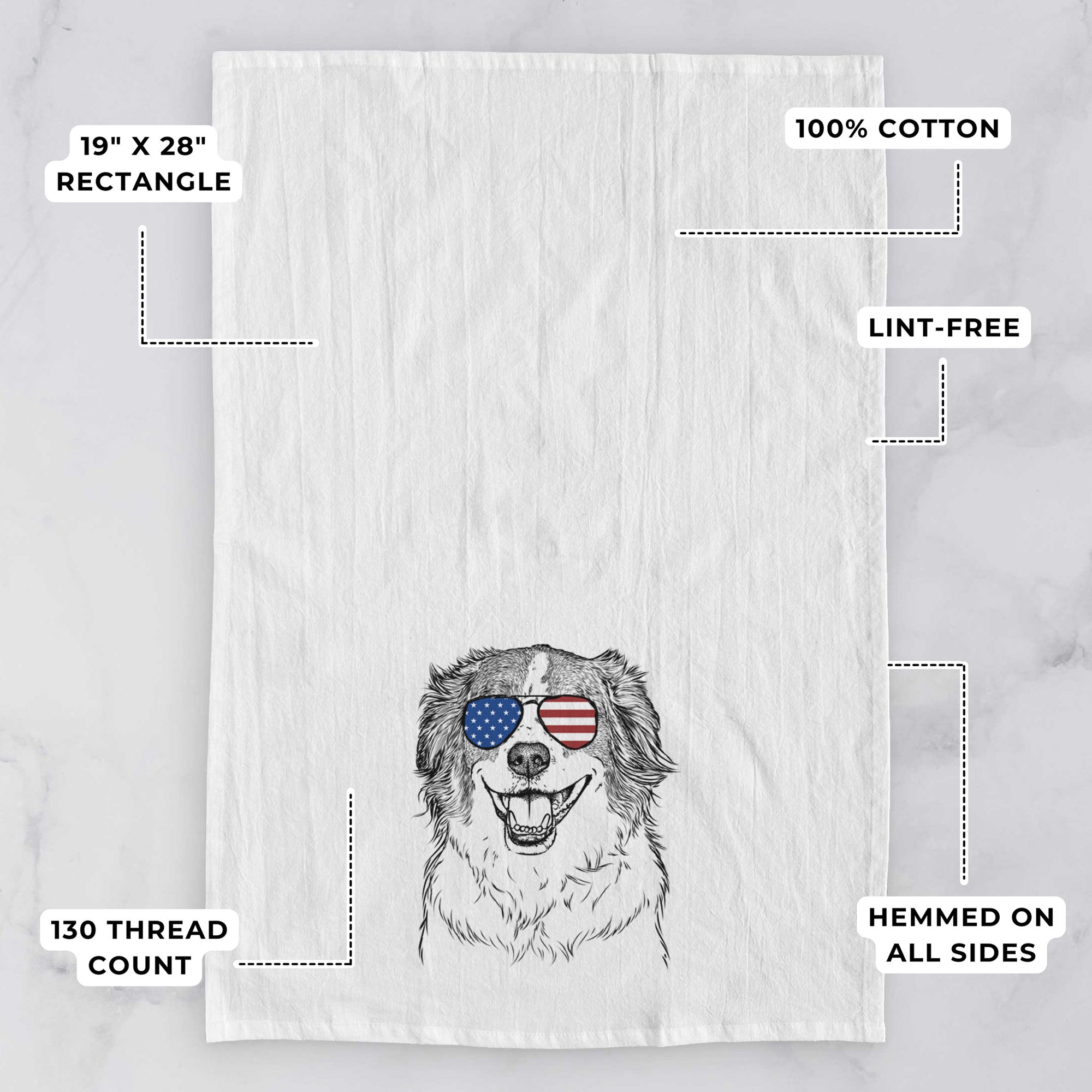 Belle the Australian Shepherd Mix Tea Towel