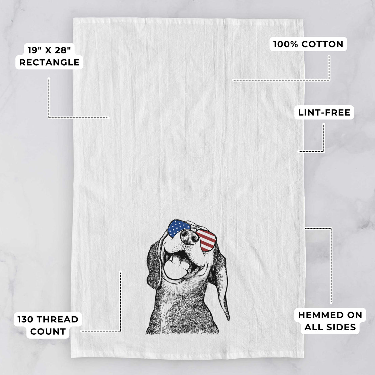 Belle the Hound Mix Tea Towel