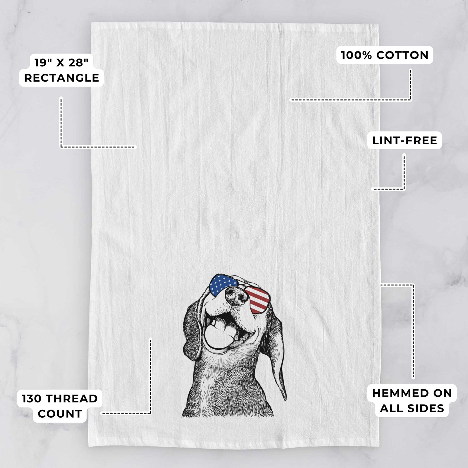 Belle the Hound Mix Tea Towel