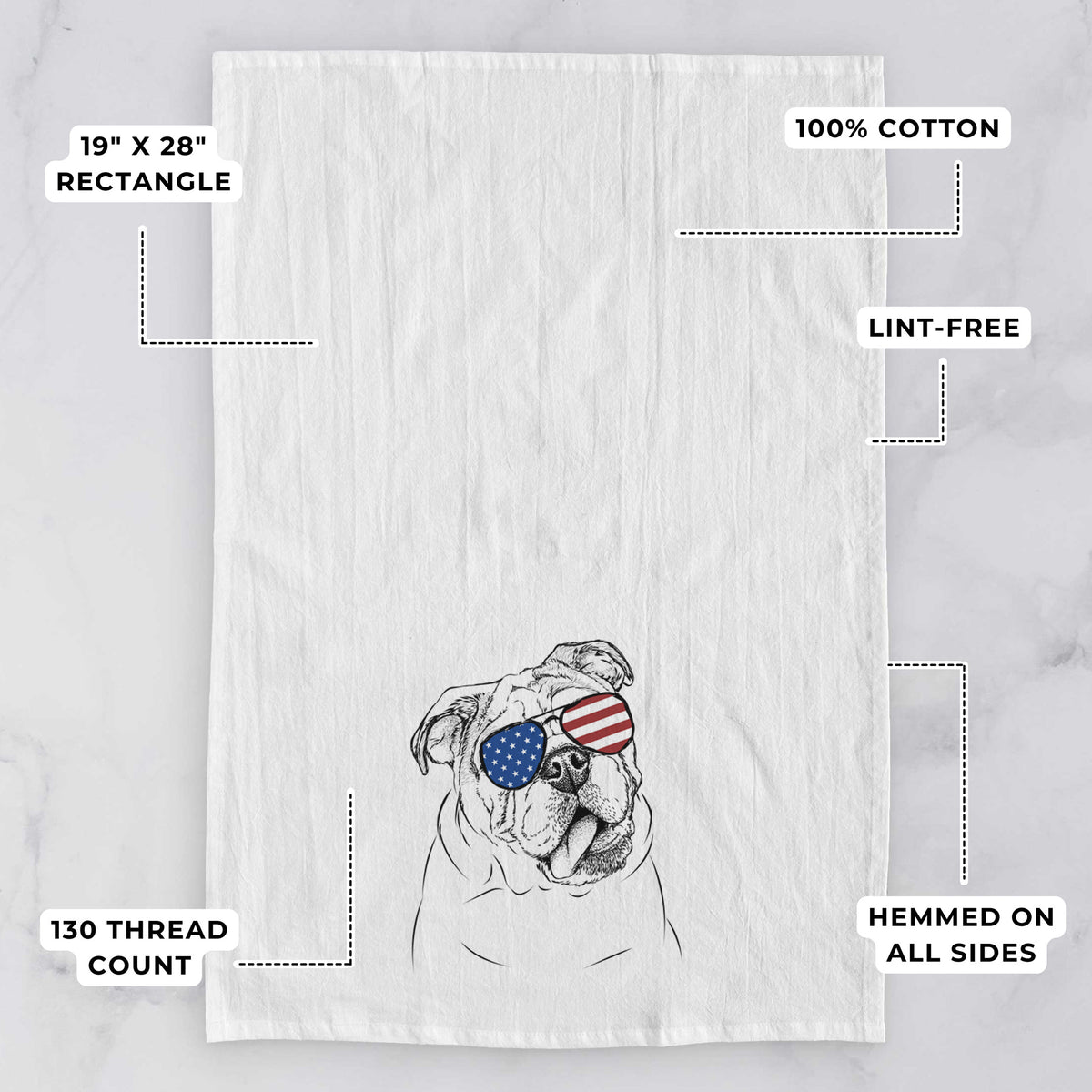 Benson the English Bulldog Tea Towel
