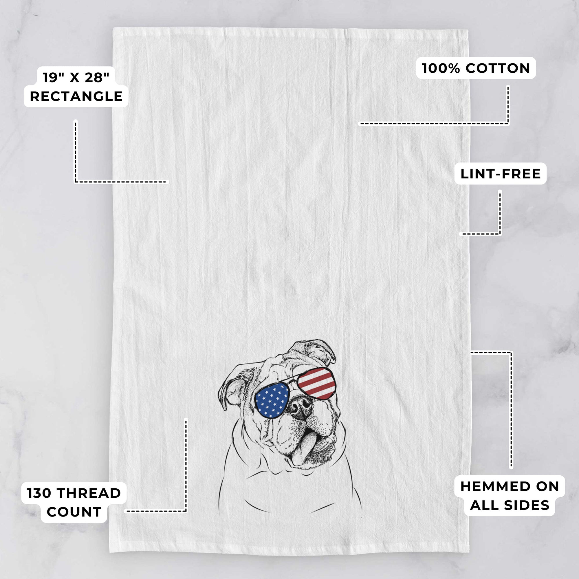 Benson the English Bulldog Tea Towel