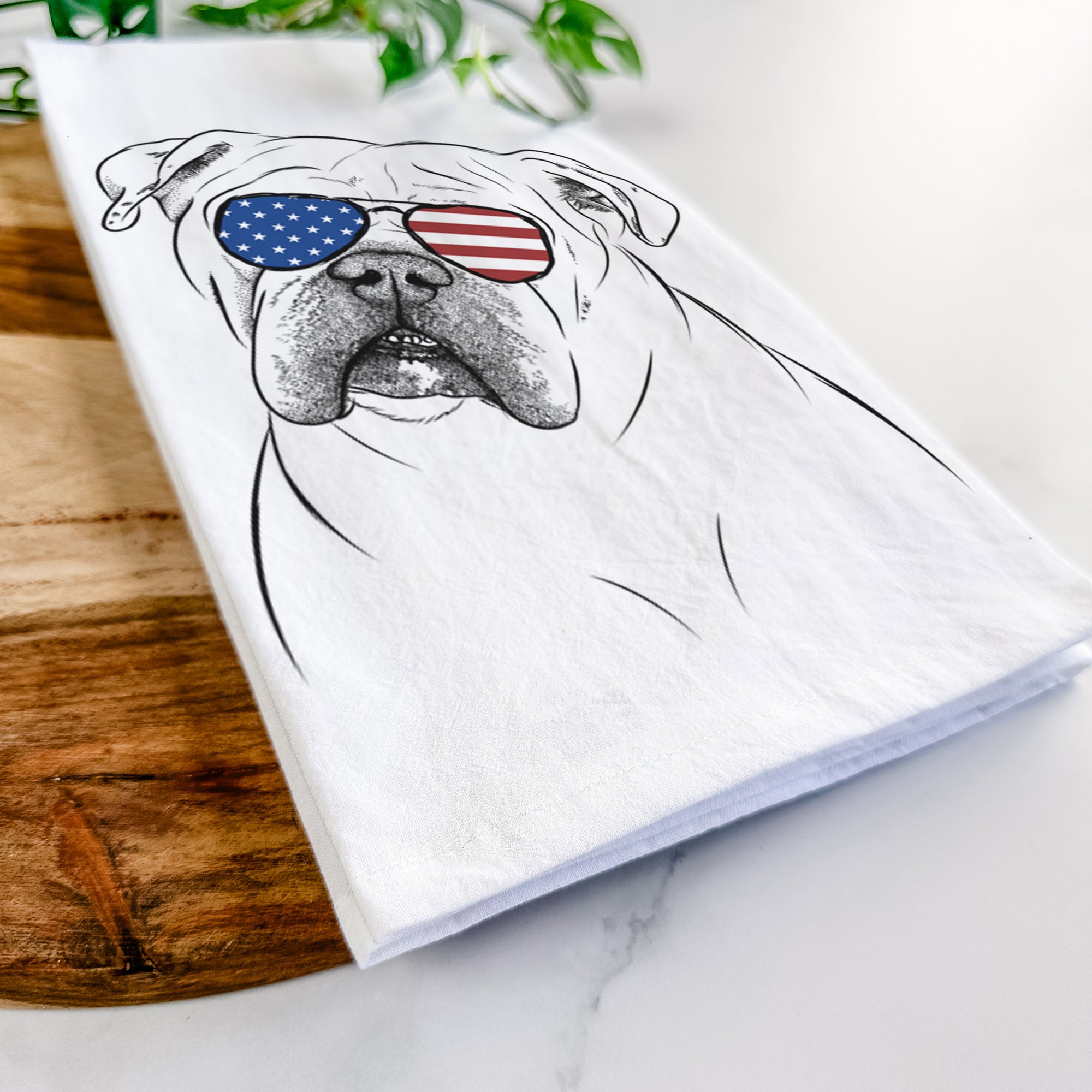 Blossom the English Bulldog Tea Towel