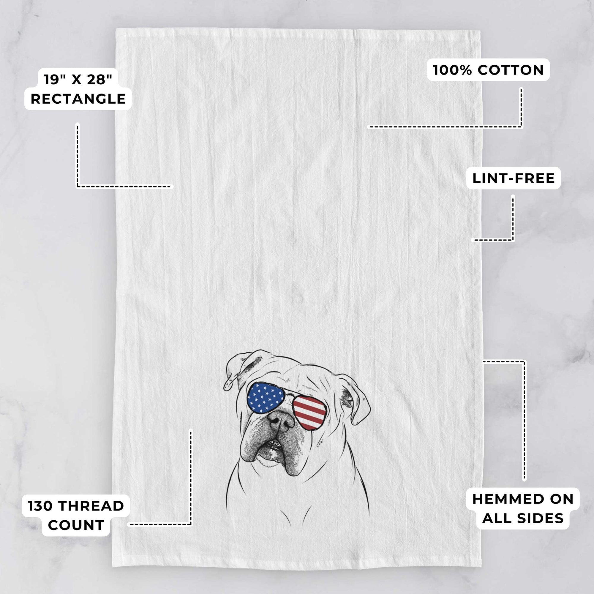 Blossom the English Bulldog Tea Towel