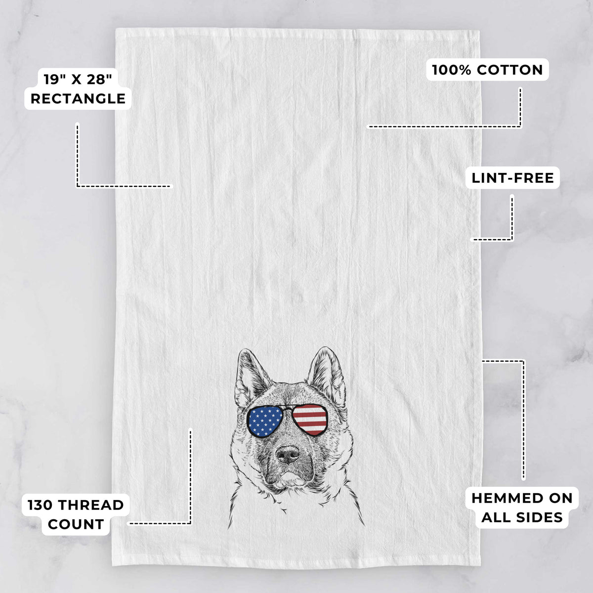 Bo the American Akita Tea Towel