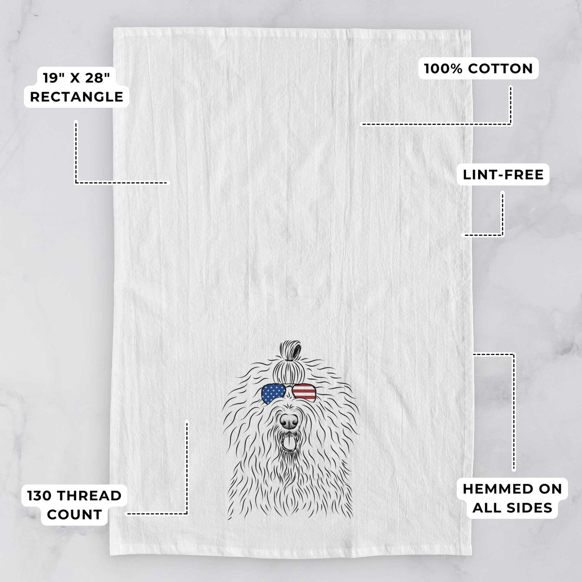 Brody the Old English Sheepdog Tea Towel