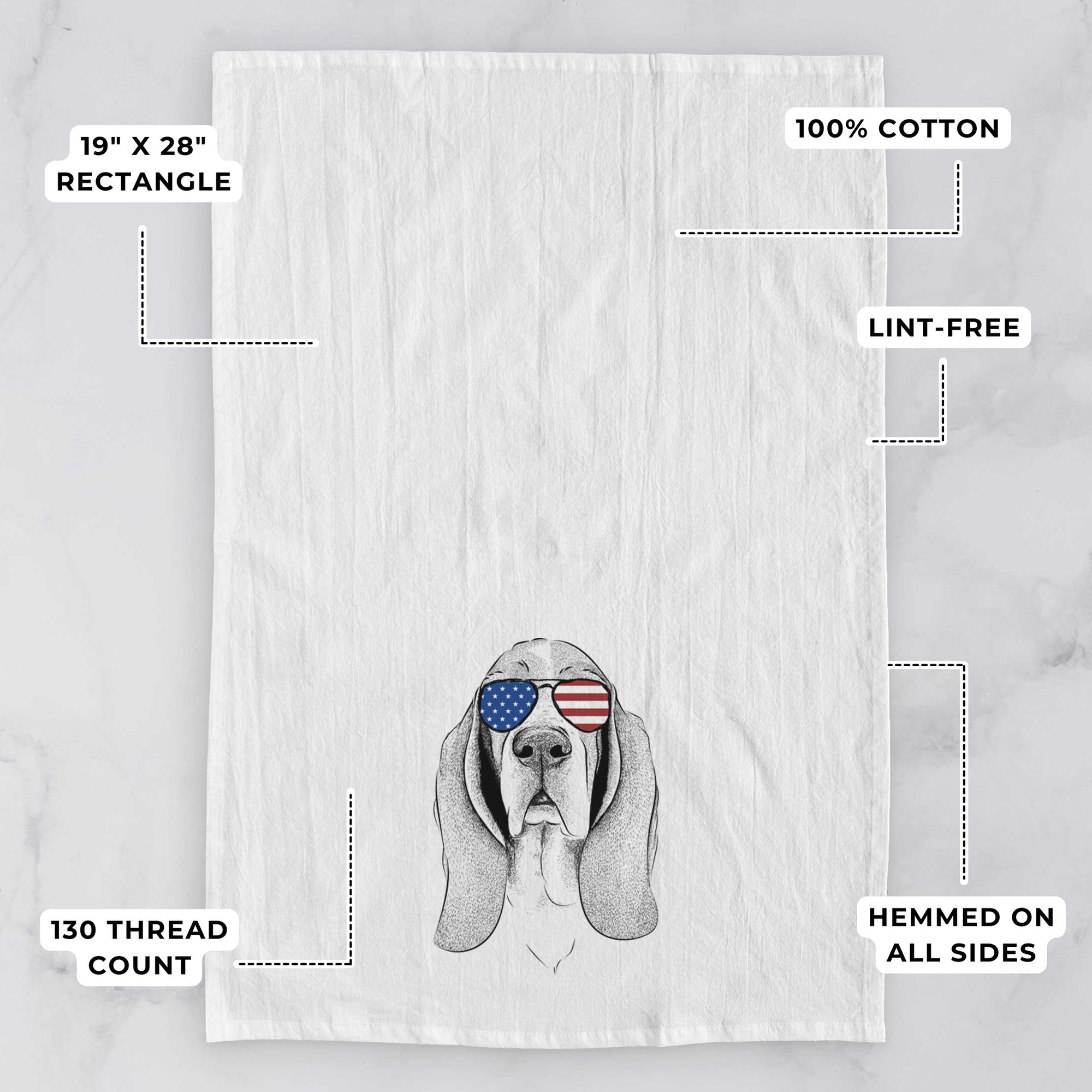 Buckley the Basset Hound Tea Towel