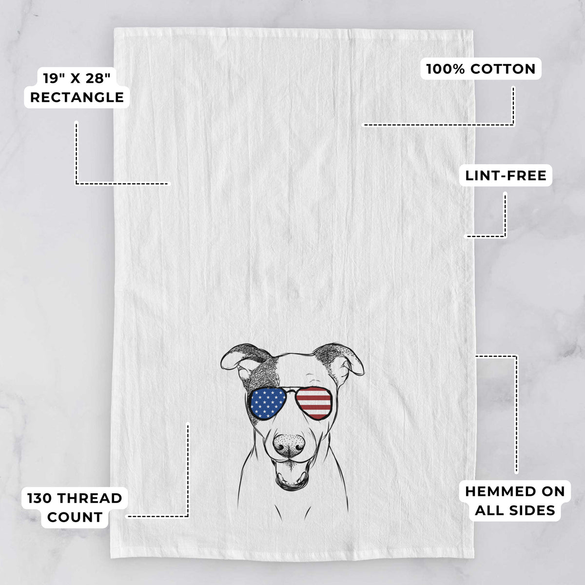 Bucky the Mixed Breed Tea Towel