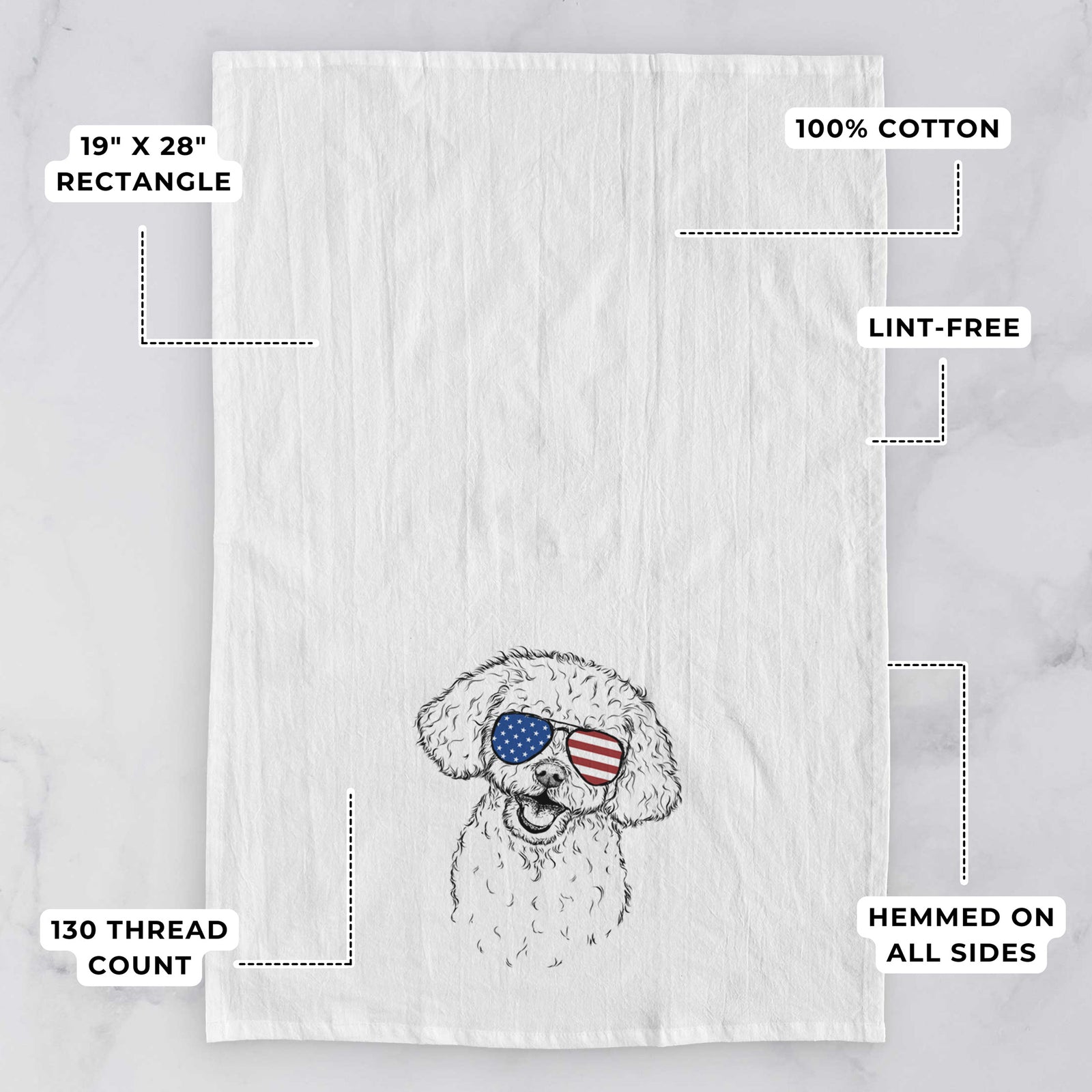 Caesar the Bichon Frise Tea Towel