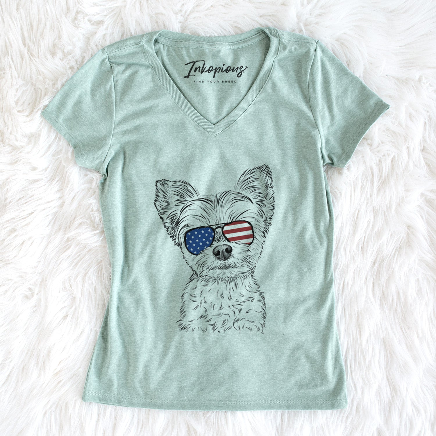 USA Chance the Yapper the Yorkshire Terrier - Women's Perfect V-neck Shirt
