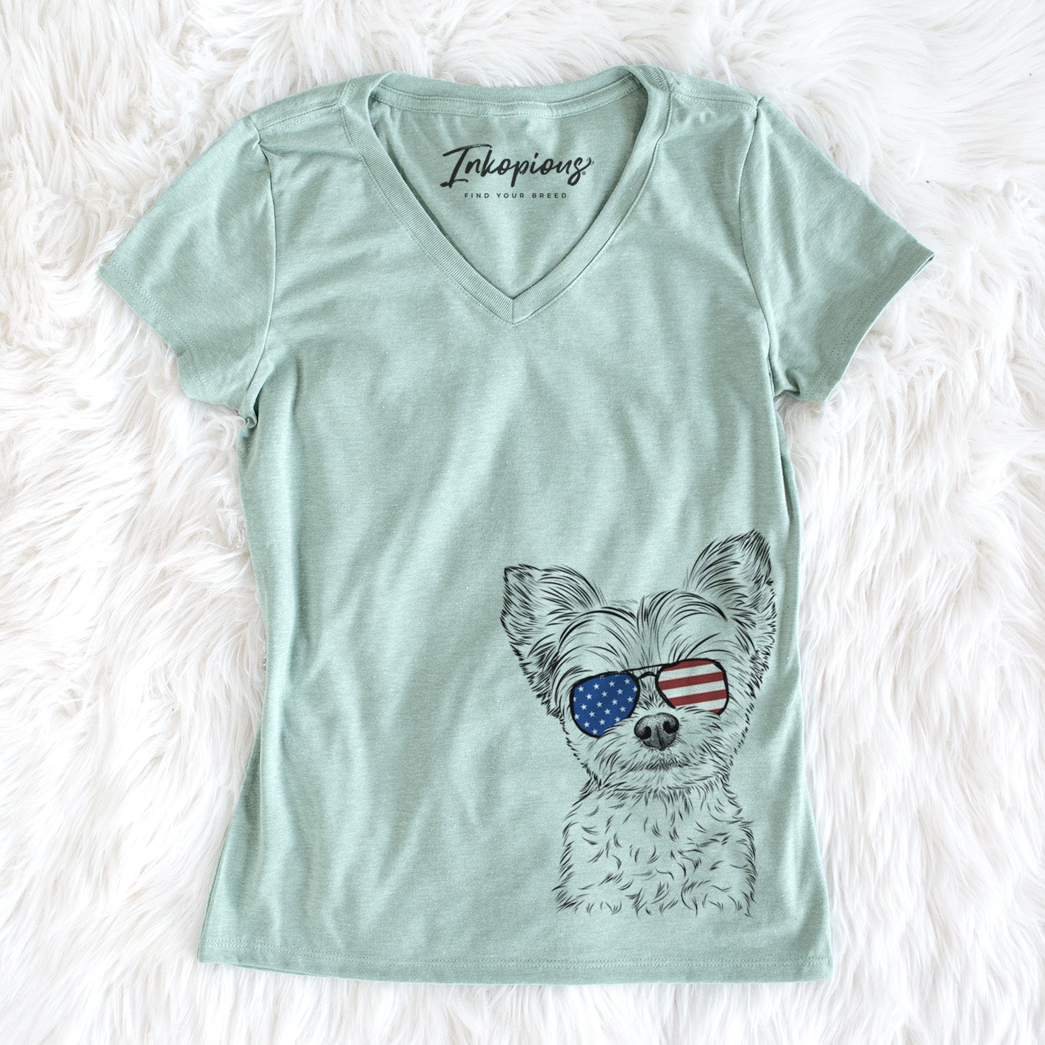 USA Chance the Yapper the Yorkshire Terrier - Women's Perfect V-neck Shirt