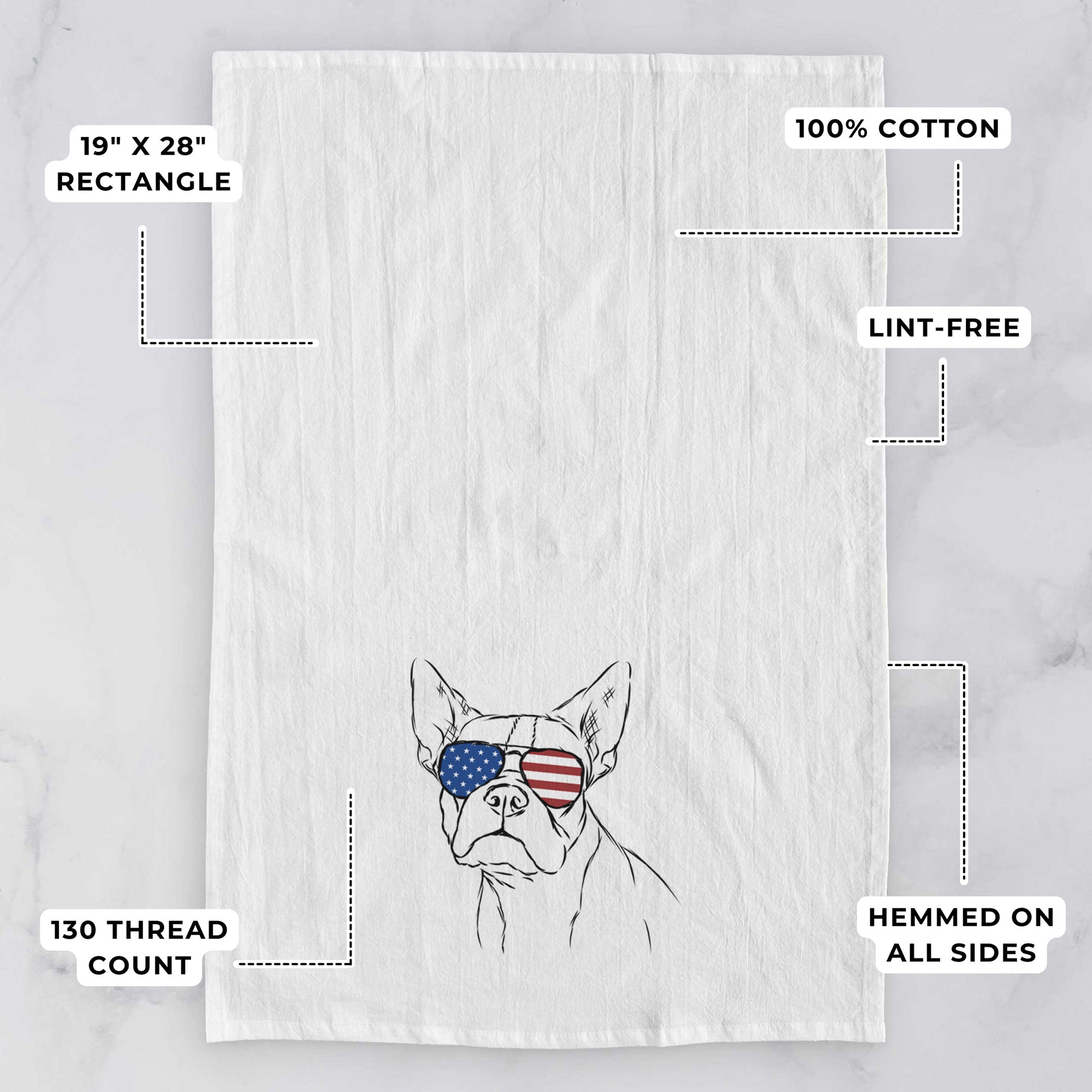 Charles the Boston Terrier Tea Towel