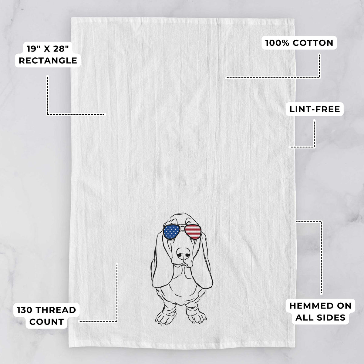 Charlie the Basset Hound Tea Towel