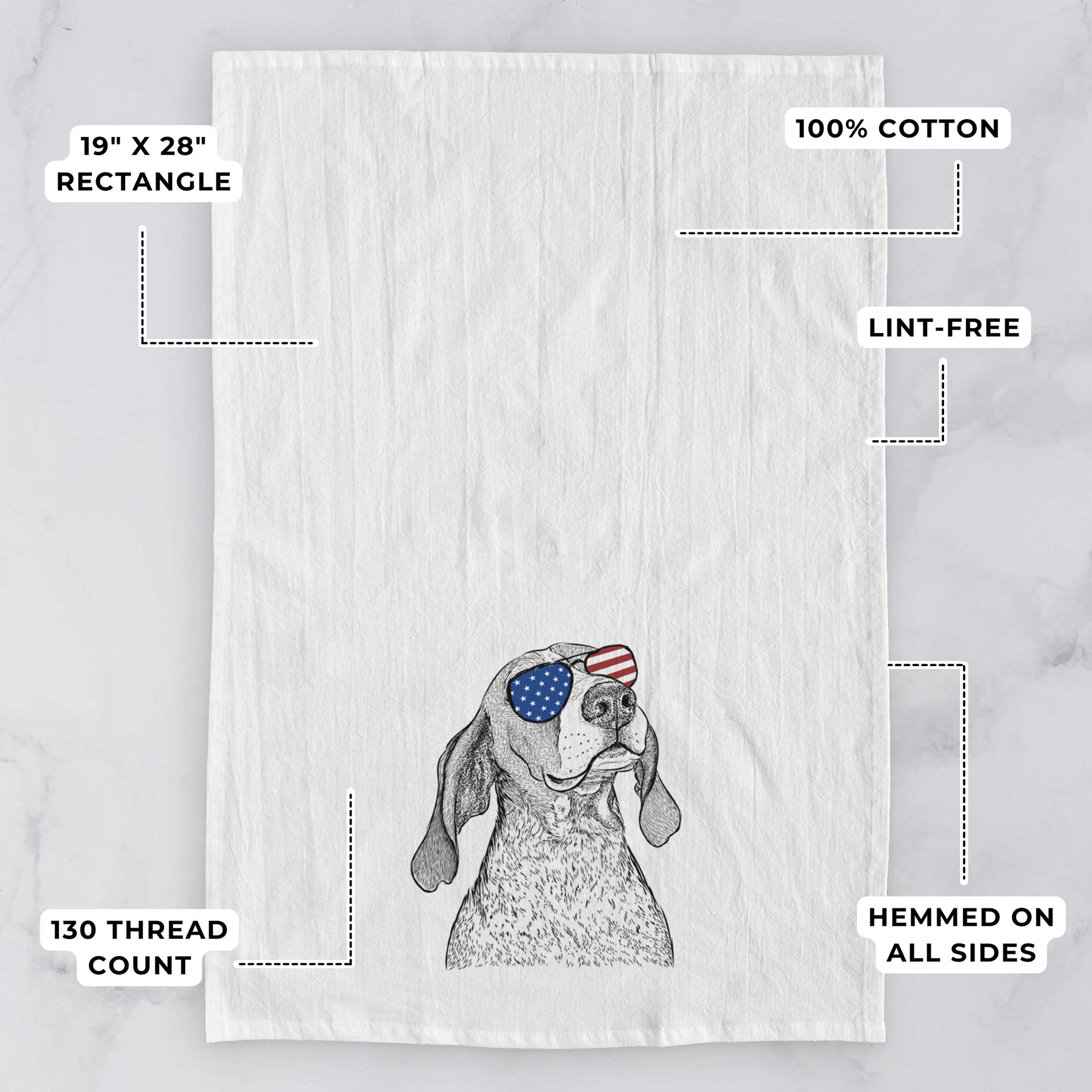 Chester the Red Tick Coonhound Tea Towel