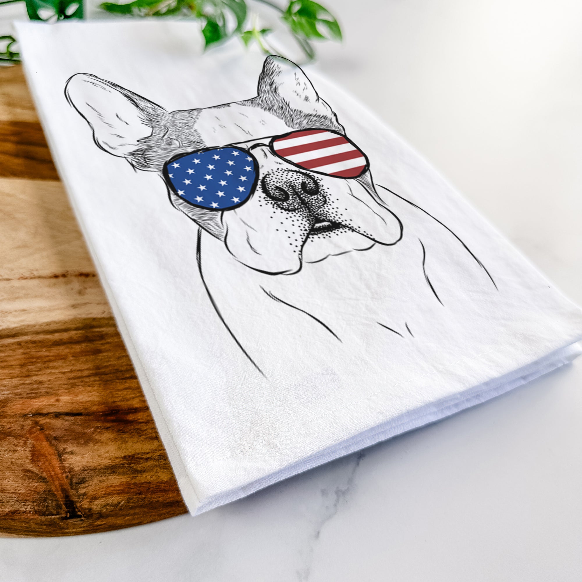 Chocolate Chip the Boston Terrier Tea Towel