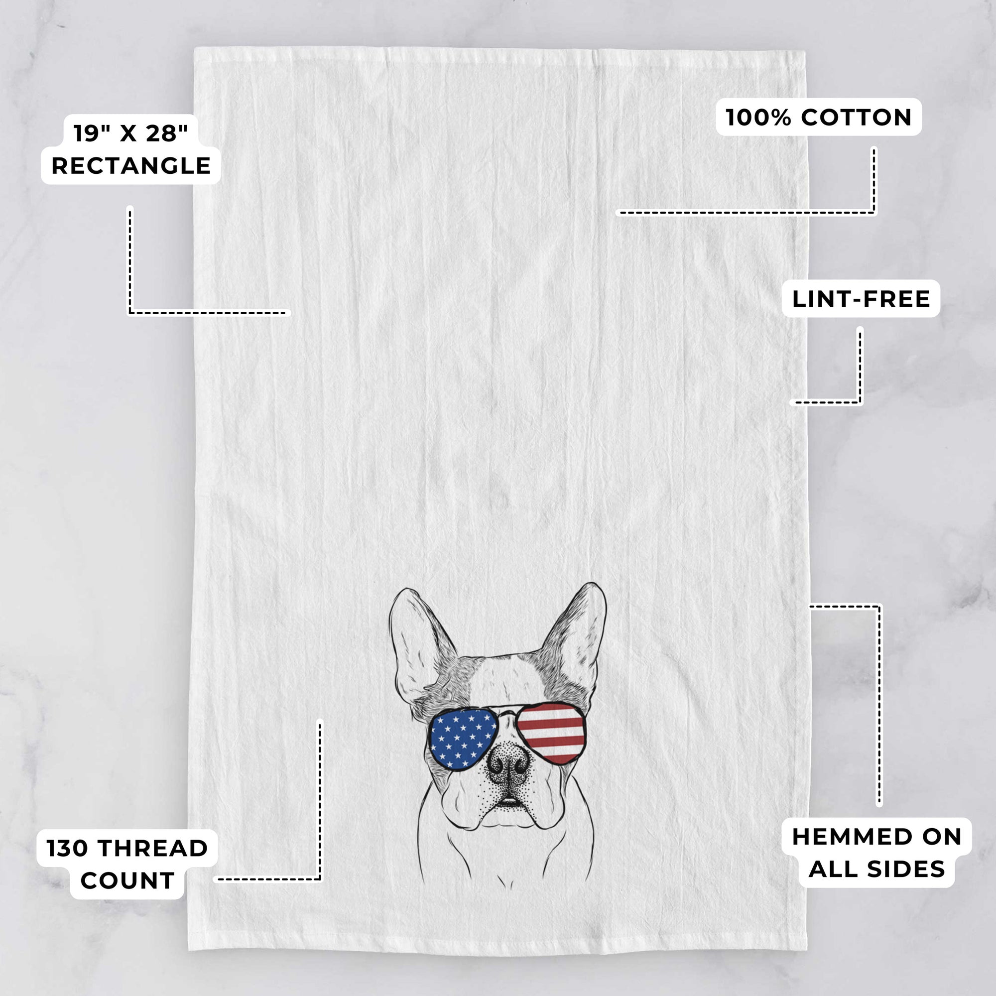 Chocolate Chip the Boston Terrier Tea Towel