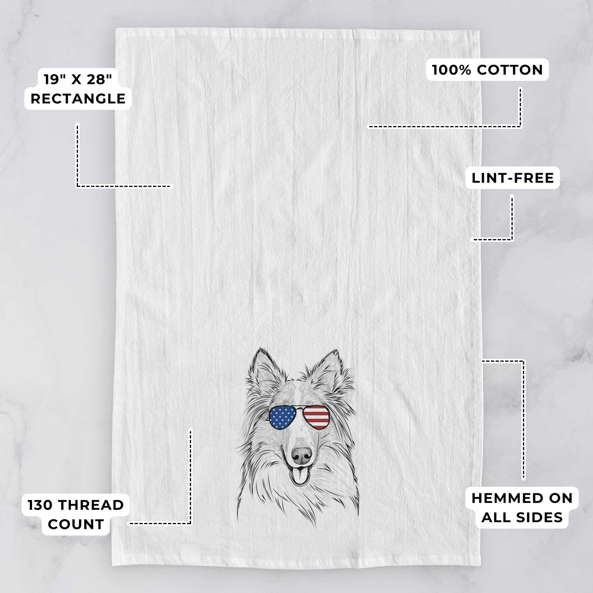 Conrad the Rough Collie Tea Towel