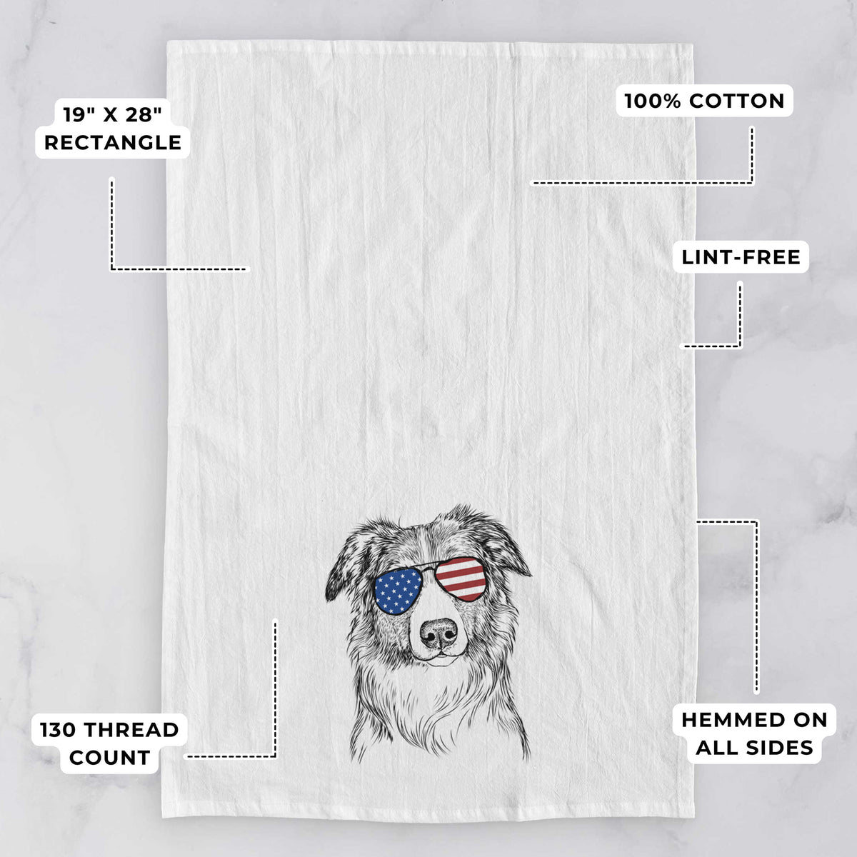 Cynder the English Shepherd Tea Towel