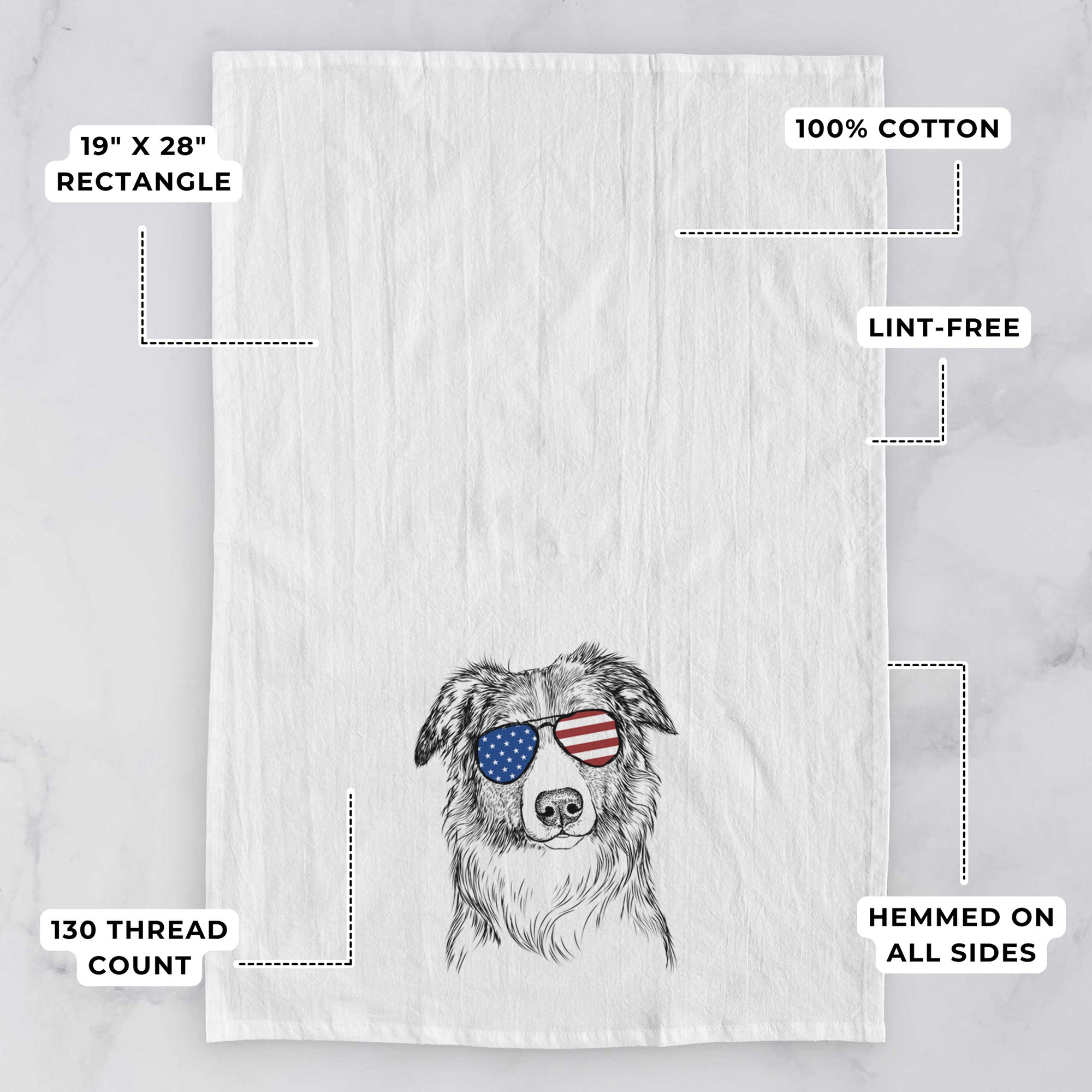 Cynder the English Shepherd Tea Towel