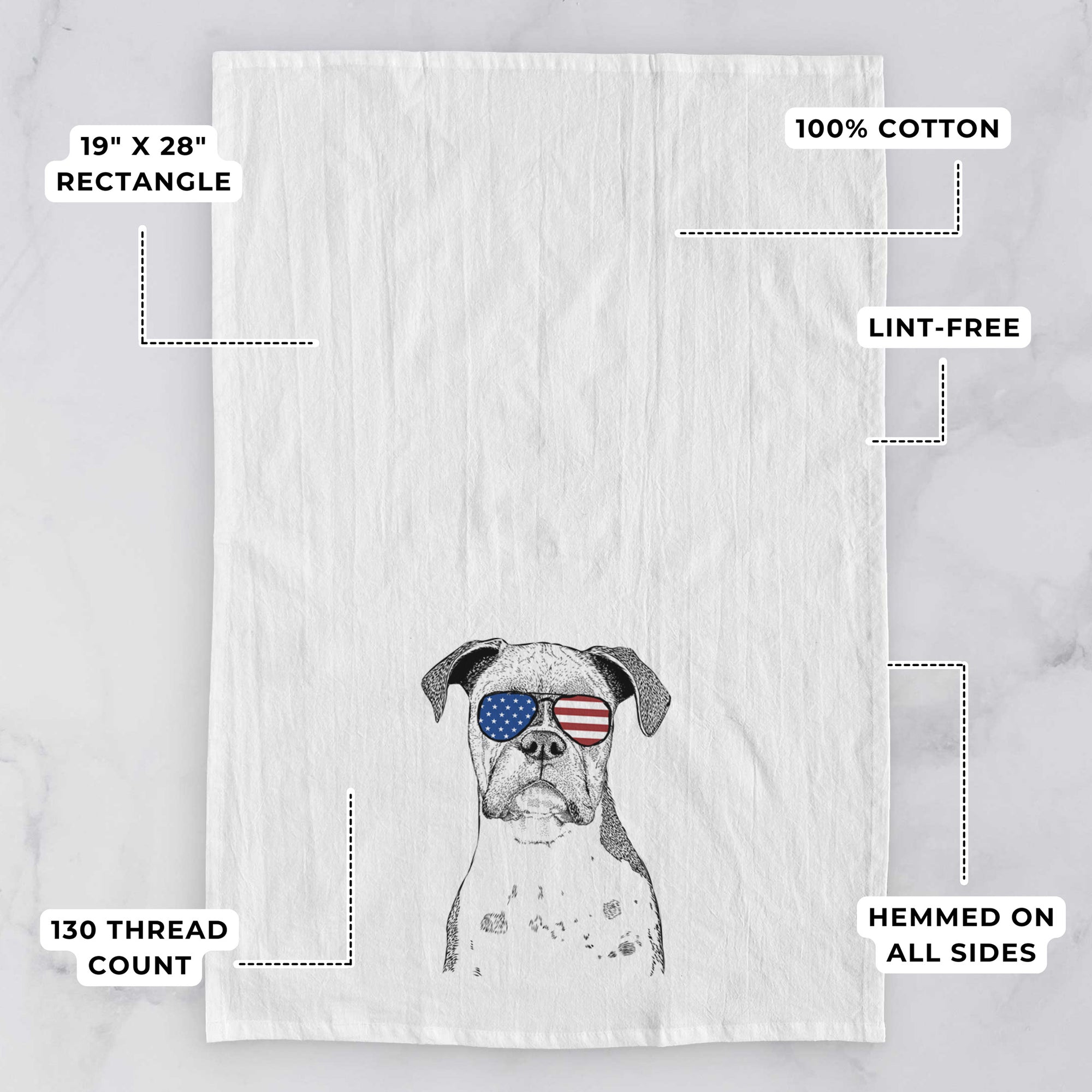 Daisy the Boxer Tea Towel