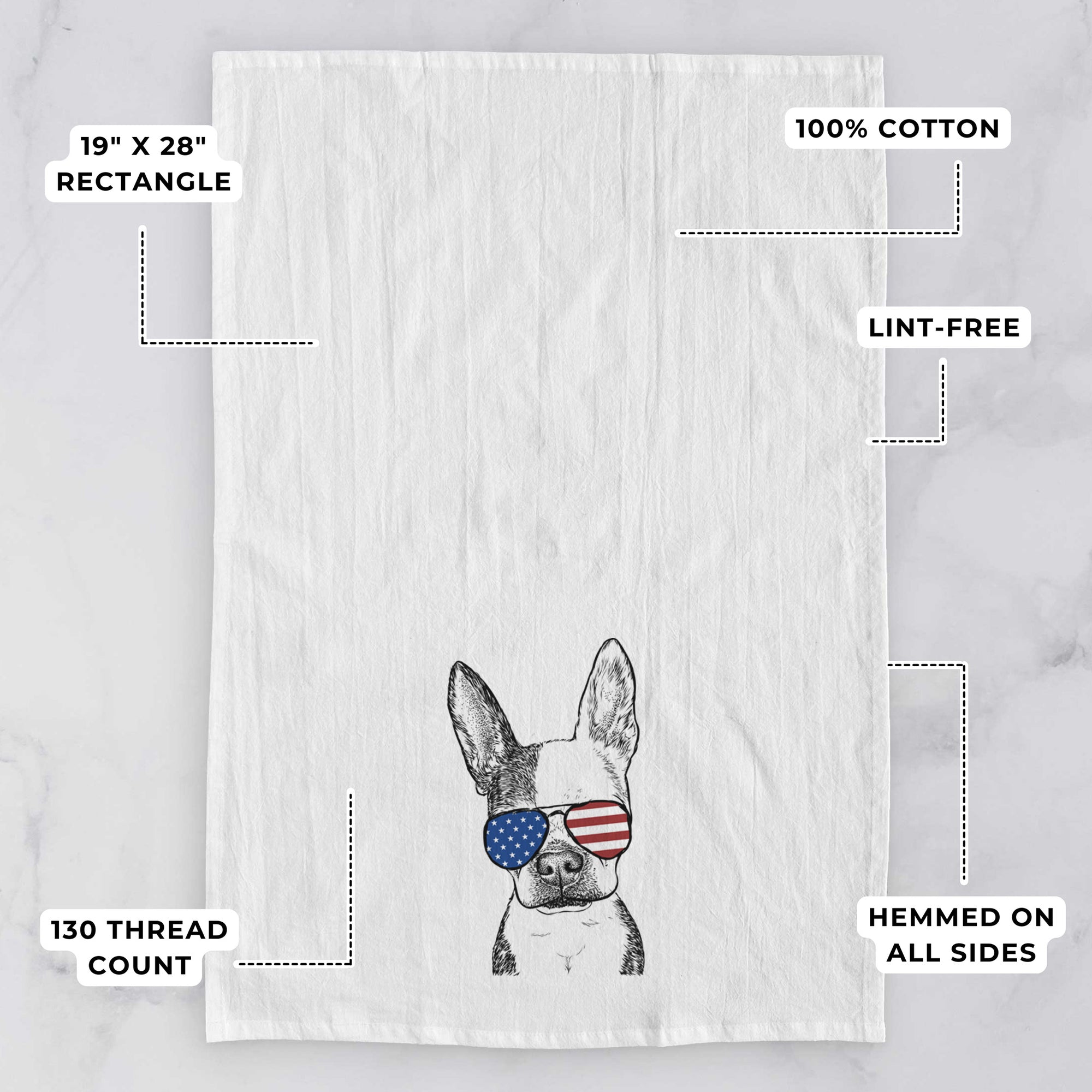 Daisy the Boston Terrier Tea Towel