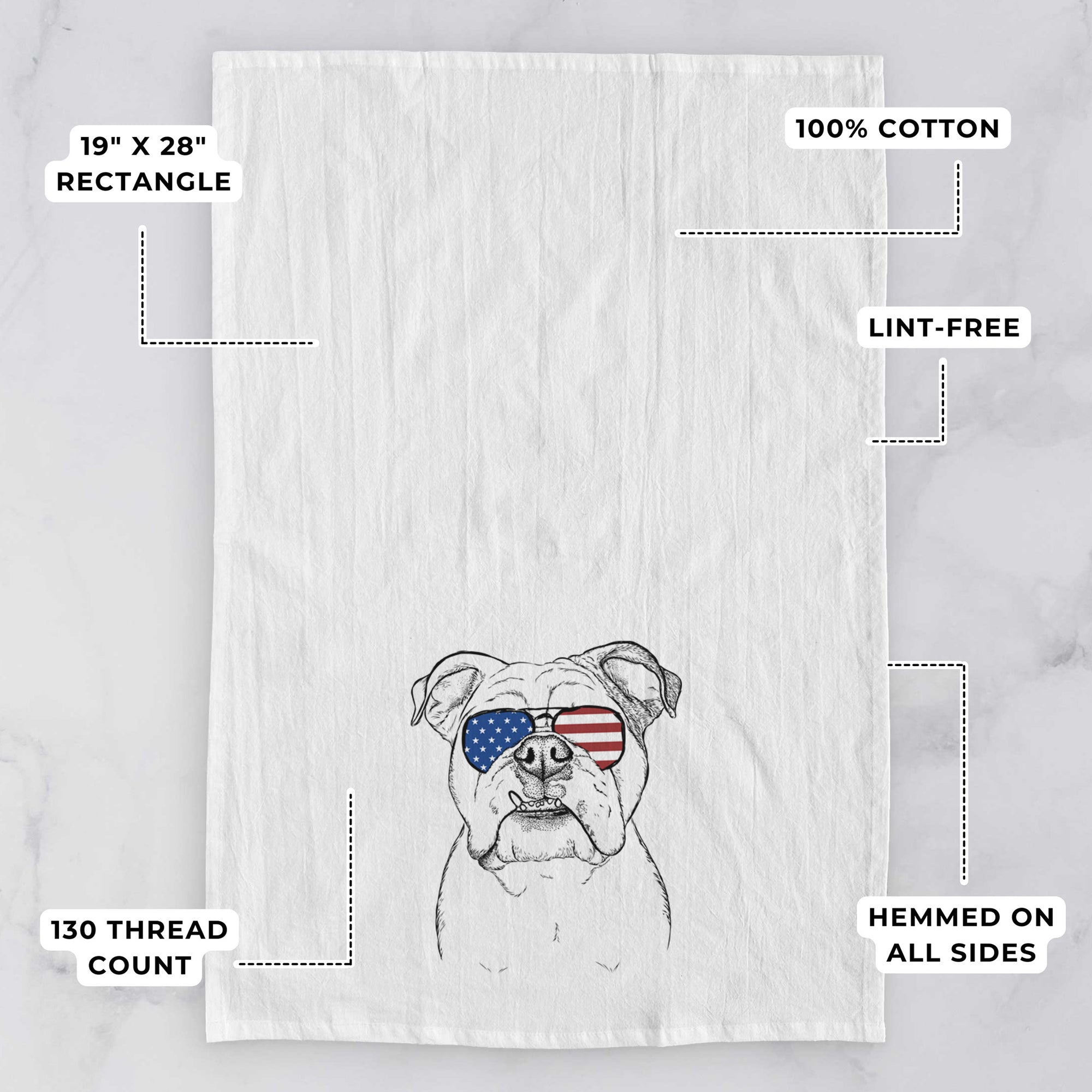 Dazy the English Bulldog Tea Towel