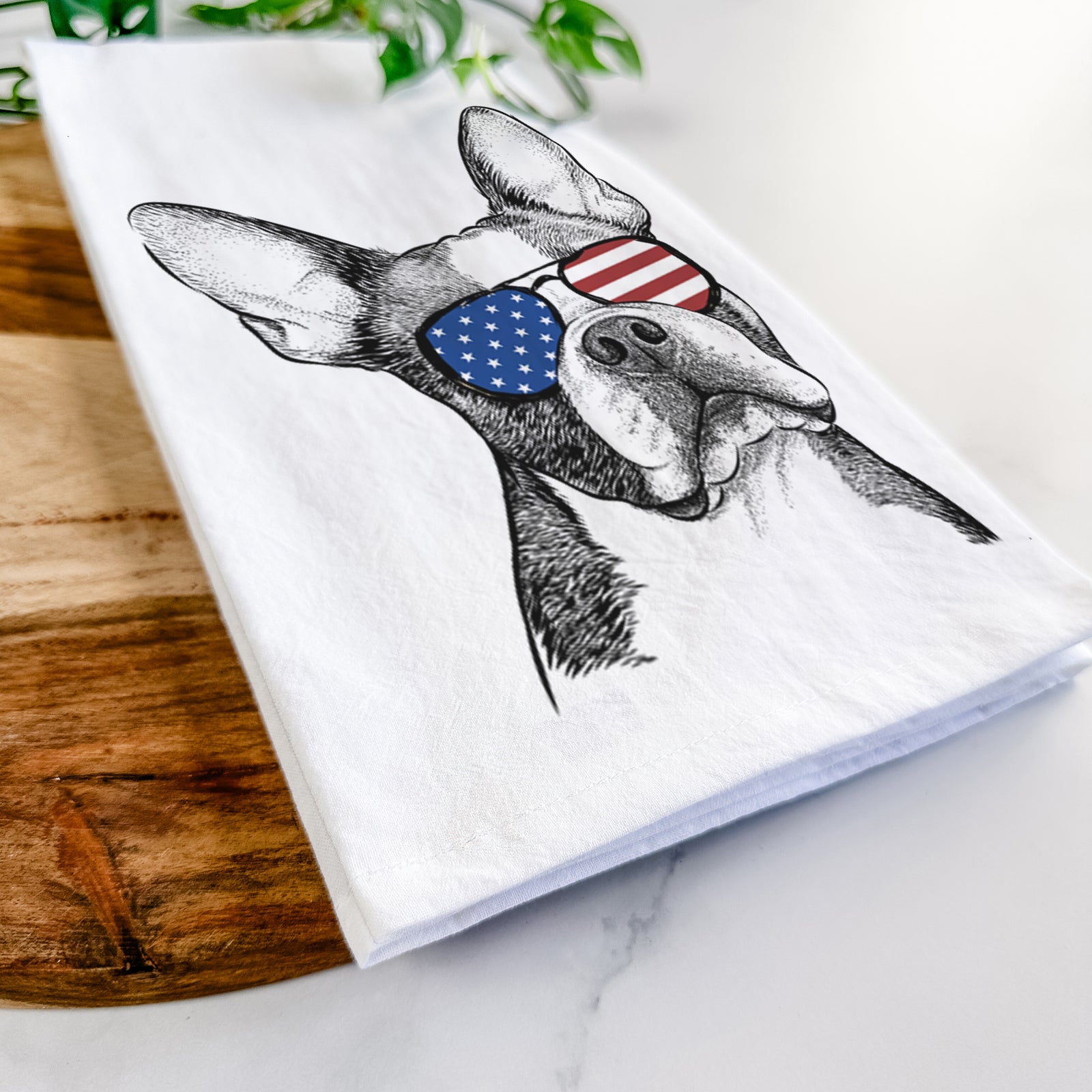 Dee Dee the Boston Terrier Tea Towel