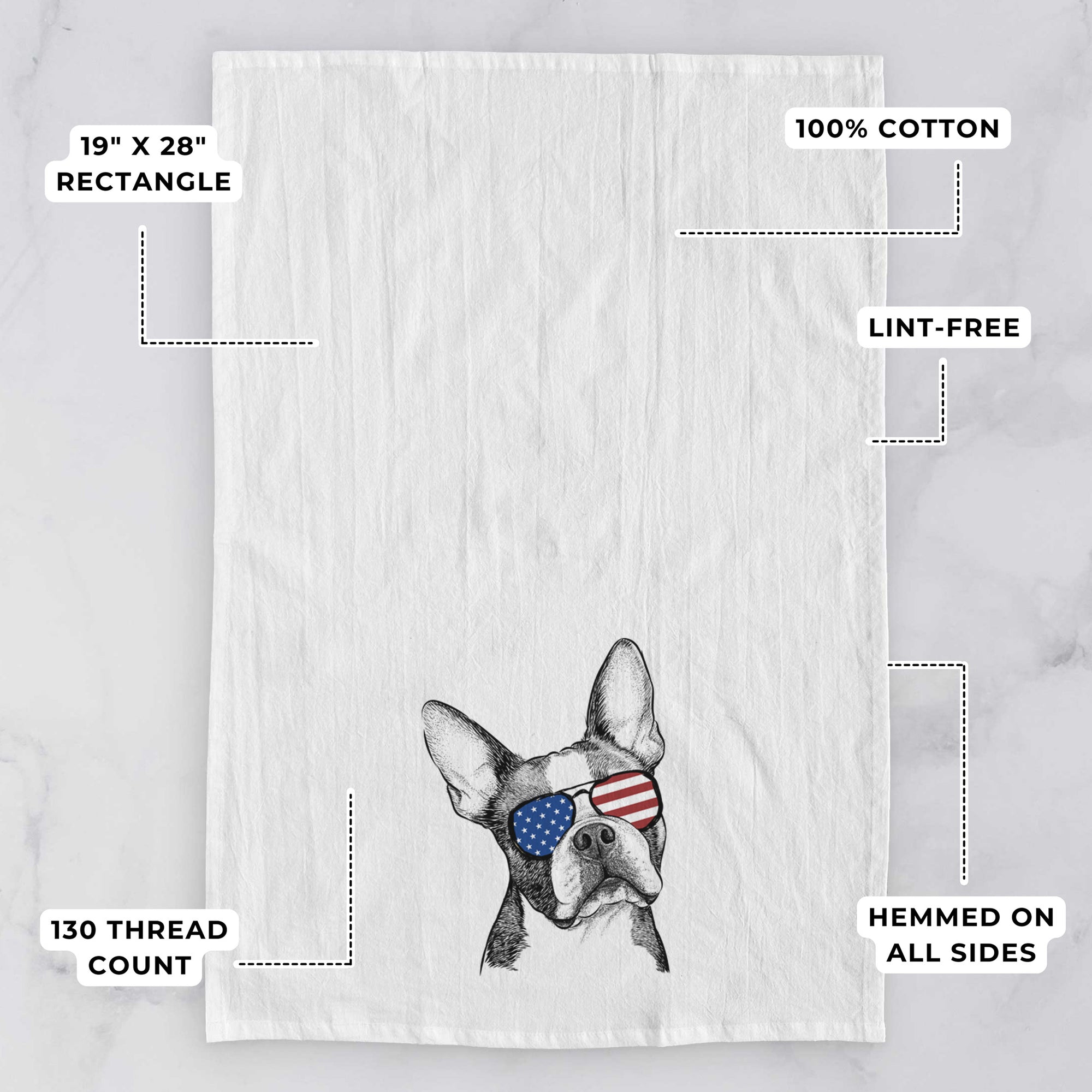 Dee Dee the Boston Terrier Tea Towel