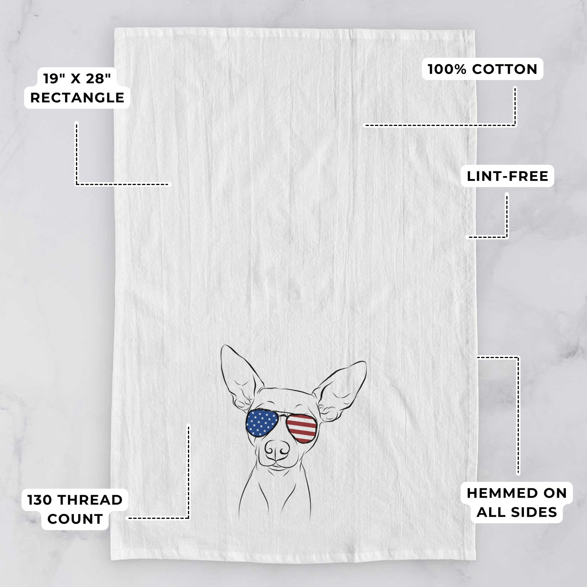 Desi the American Hairless Terrier Tea Towel