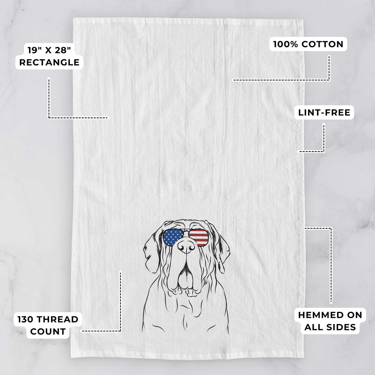 Dinah the Neapolitan Mastiff Tea Towel