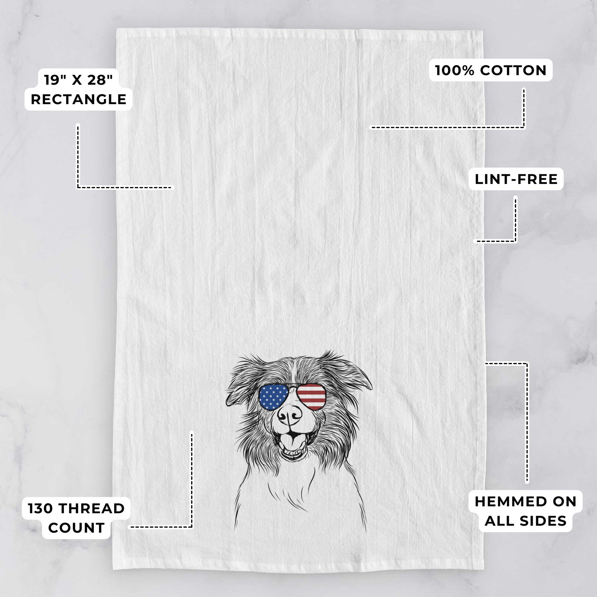 Dizzy the Border Collie Tea Towel