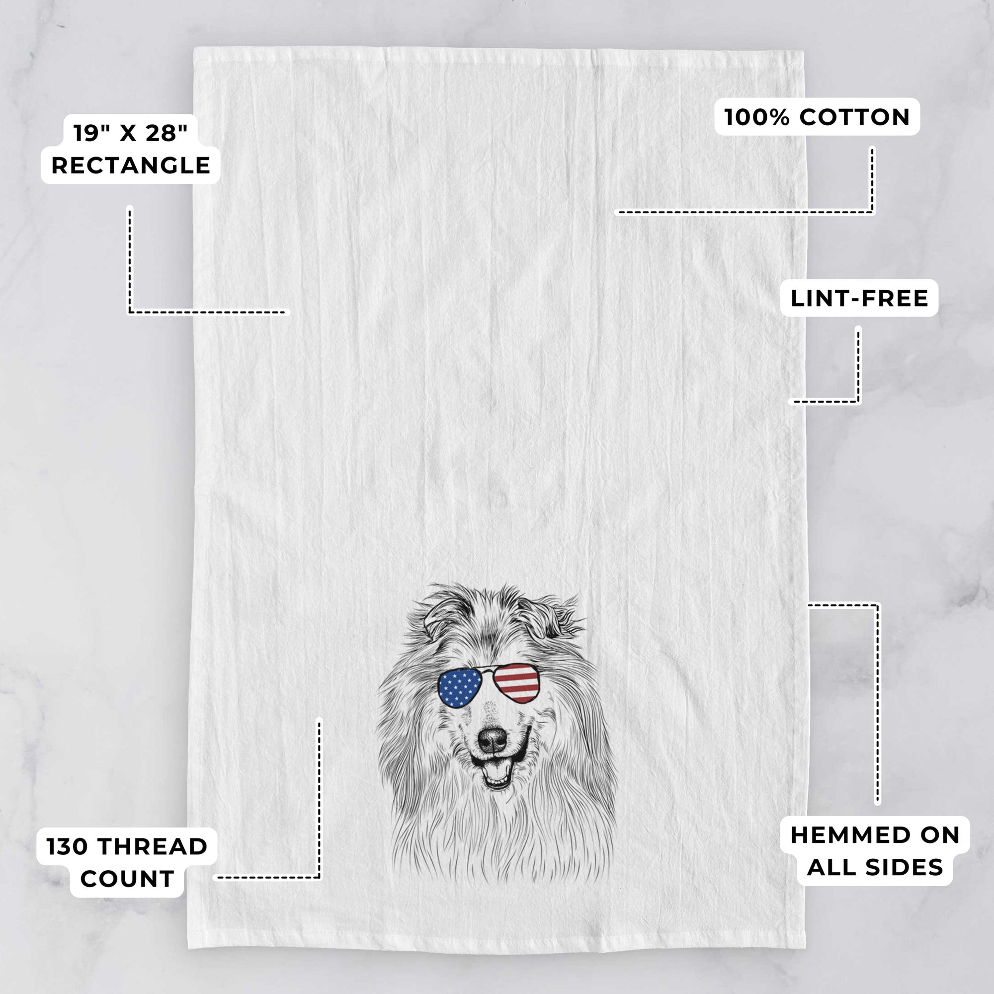 Donnan the Rough Collie Tea Towel