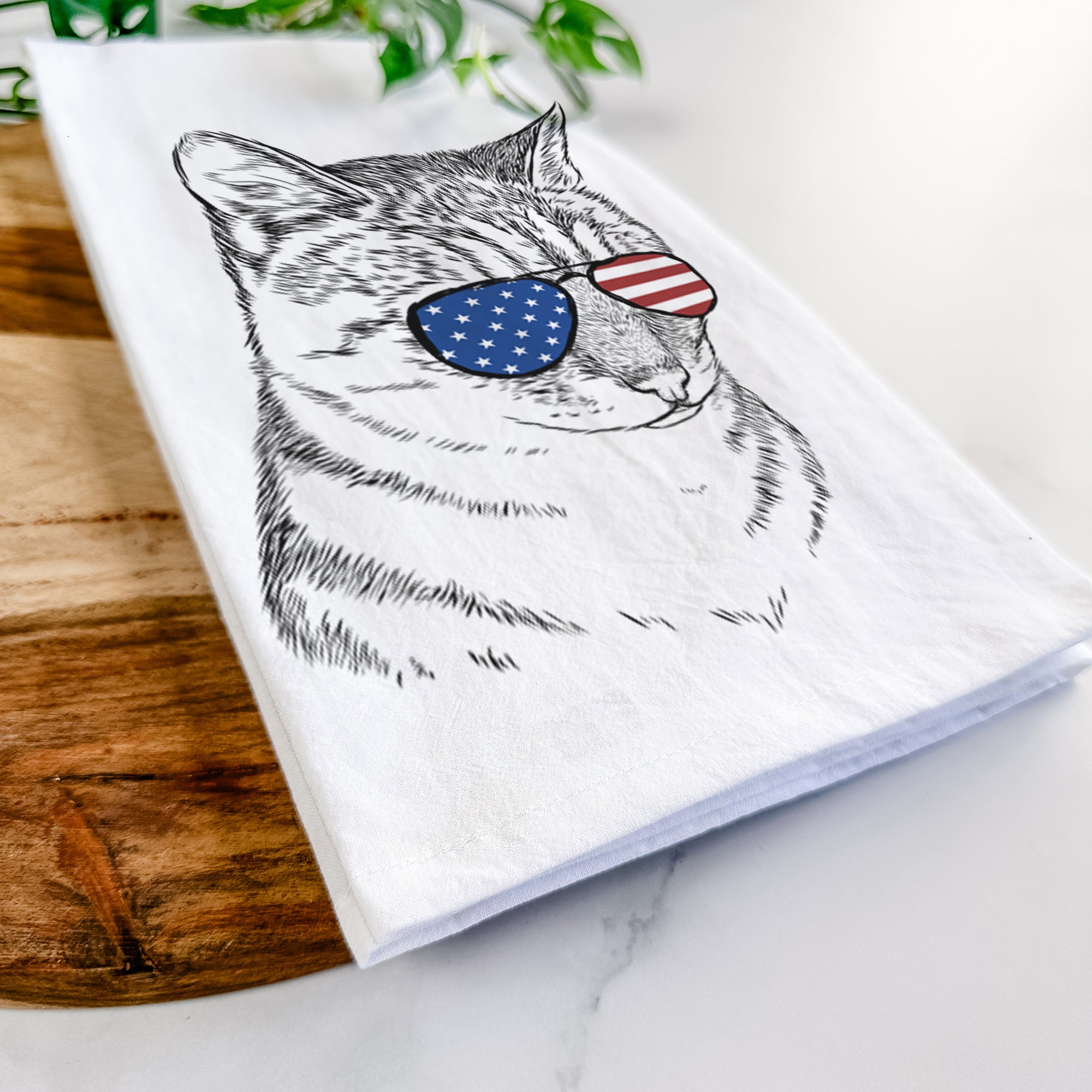 Dora the Tabby Cat Tea Towel