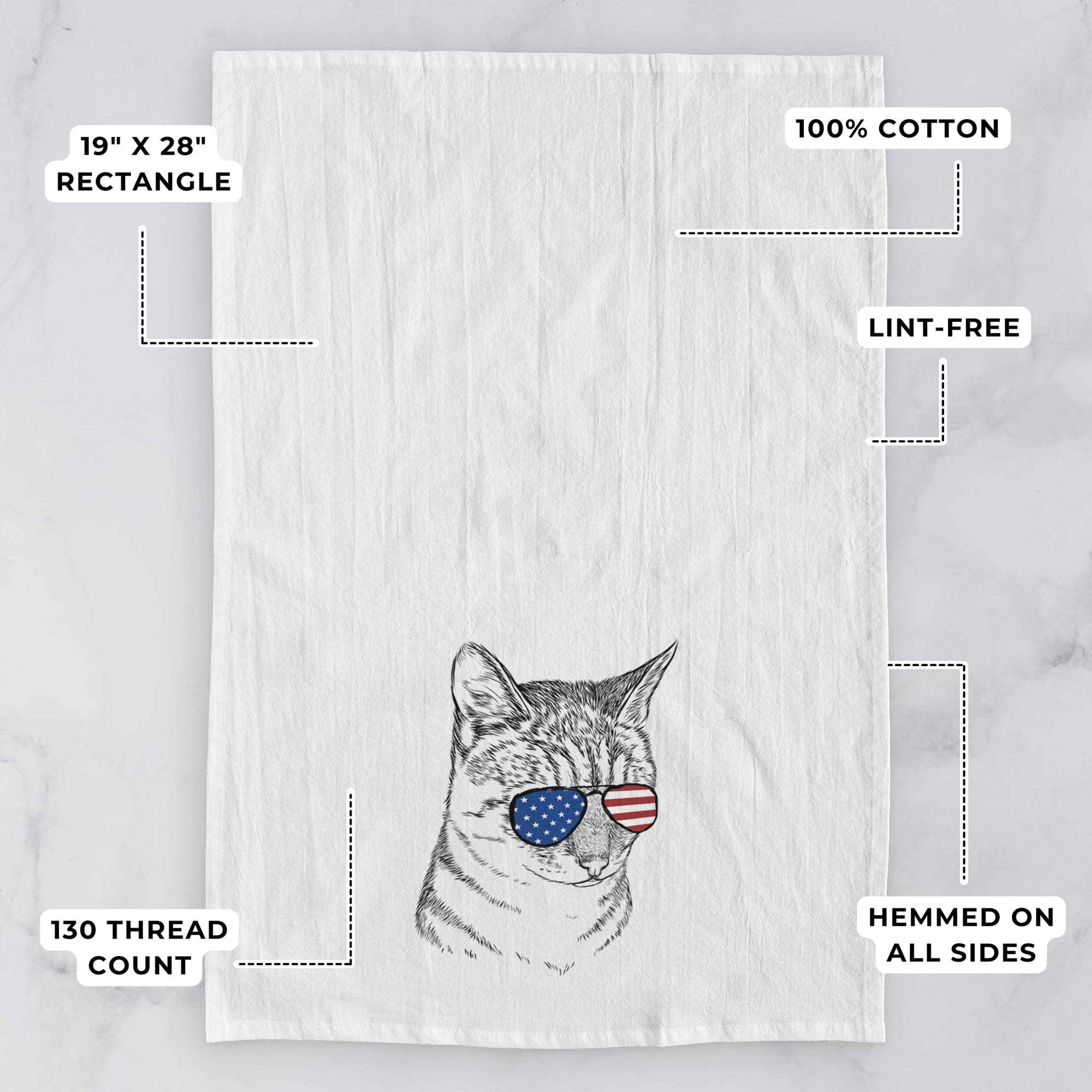 Dora the Tabby Cat Tea Towel