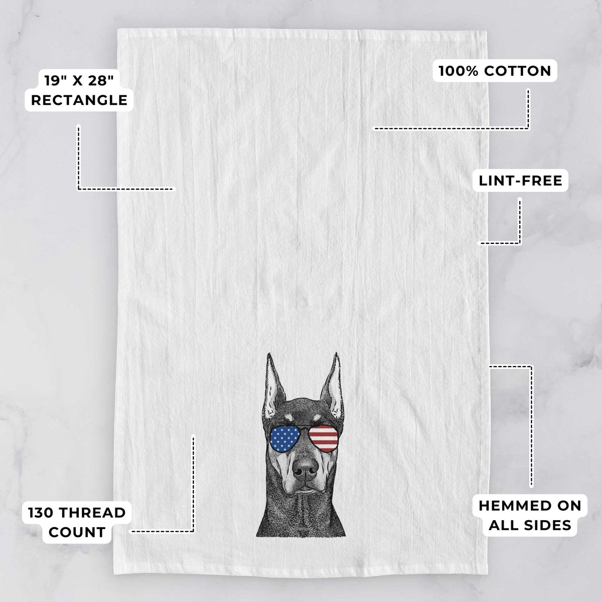 Drake the Doberman Pinscher Tea Towel