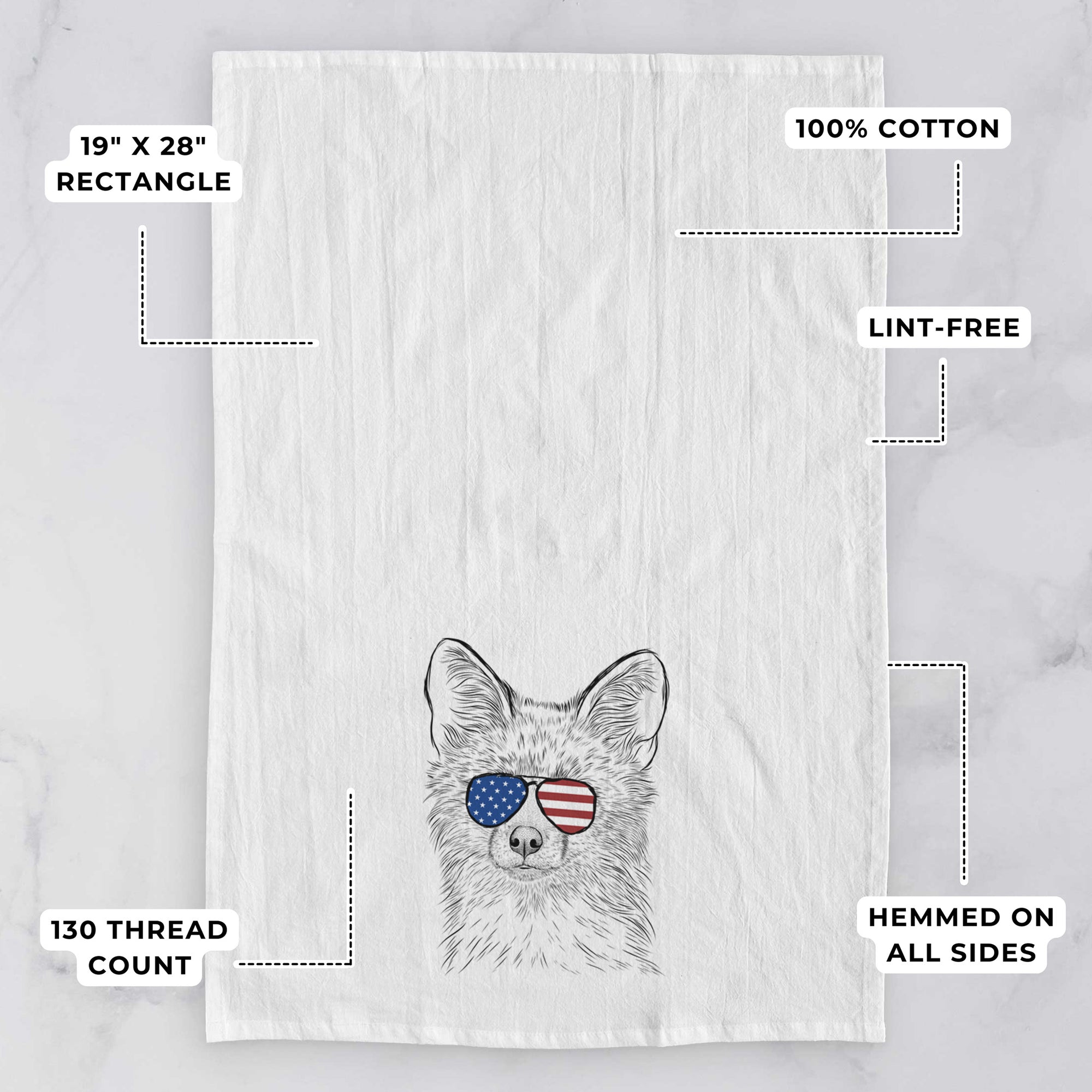 Drax the Red Fox Tea Towel