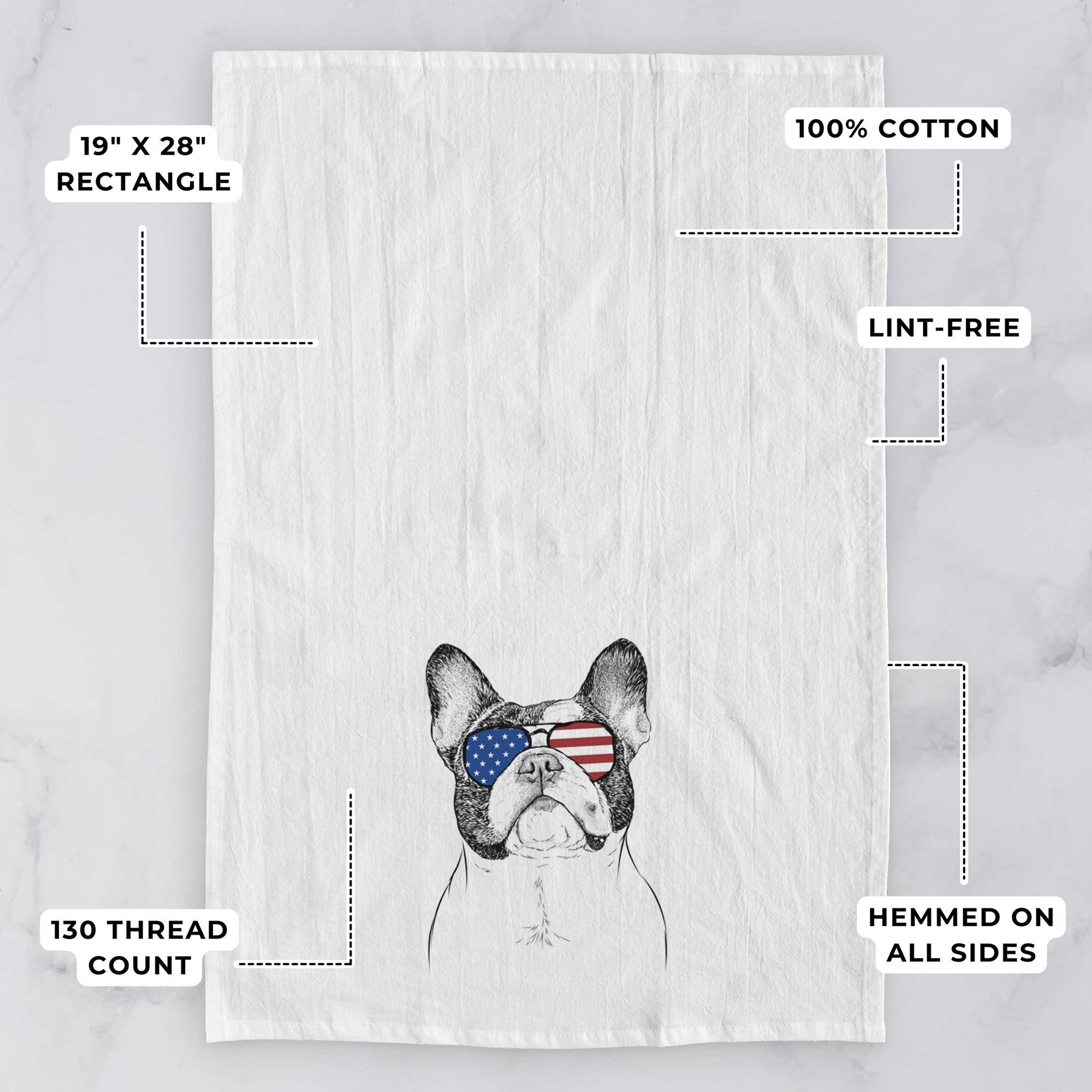 Ella the French Bulldog Tea Towel