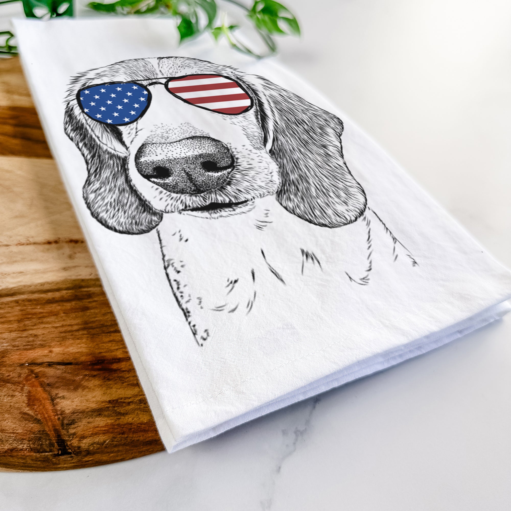 Elvis the Bluetick Beagle Tea Towel