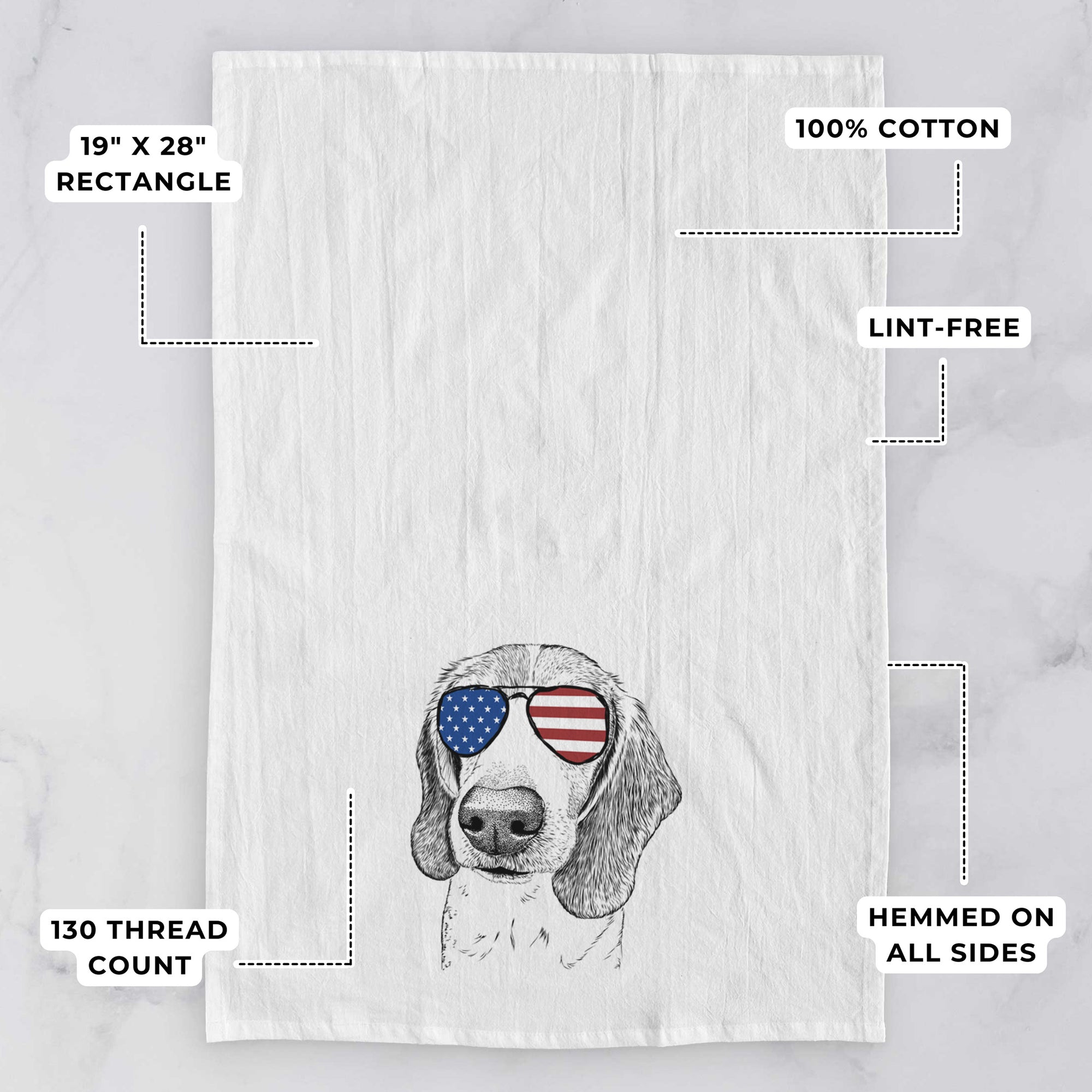 Elvis the Bluetick Beagle Tea Towel