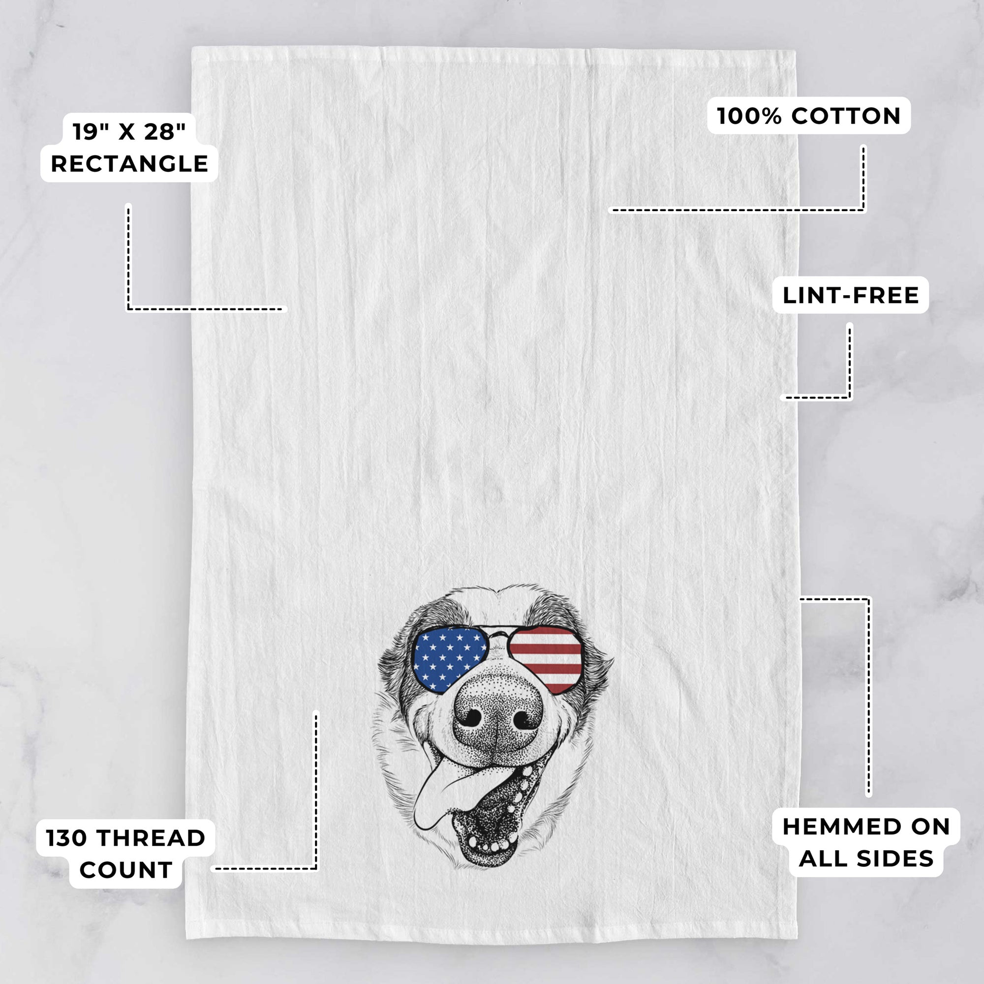 Elwood the Border Collie Tea Towel