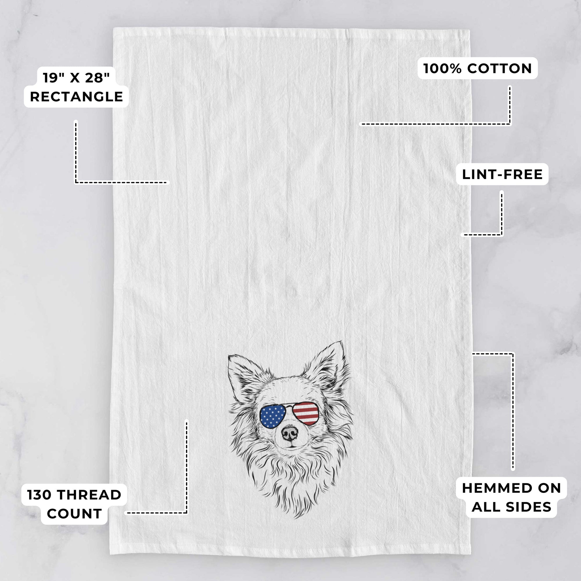 Emma the Longhaired Chihuahua Tea Towel